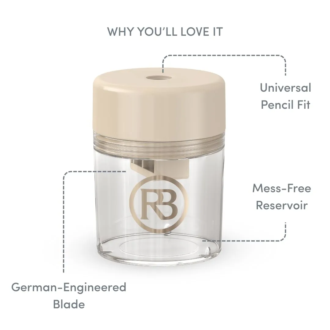 Ravie Beauty Lip and Eye Liner Pencil Sharpener with German Blade and Mess Free Reservoir for Smooth Precise Tips, Travel Friendly for Standard Makeup Pencils