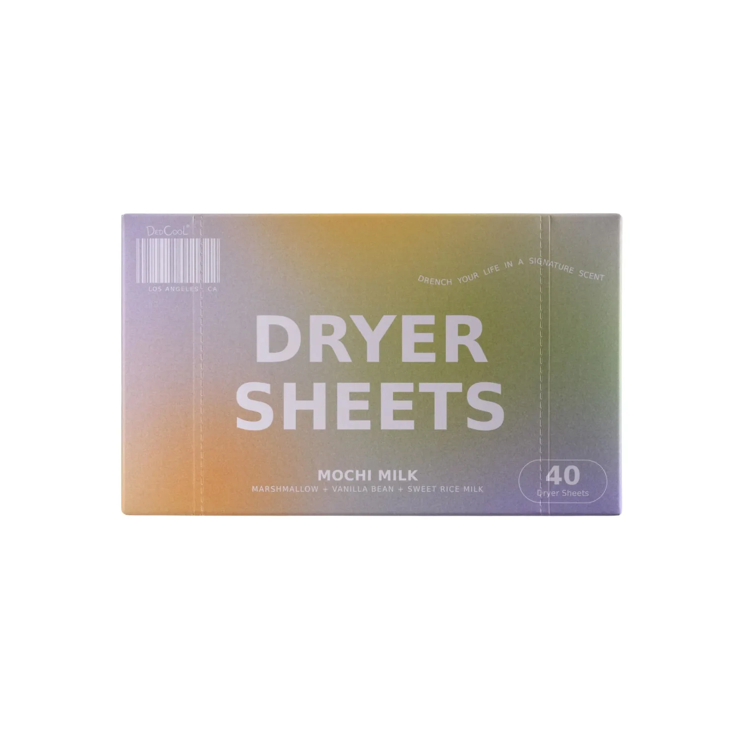 DedCool Dryer Sheets | Mochi Milk | 40 Count | Non-Toxic, Vegan Fabric Softener Sheets | Peach, Marshmallow & Sweet Rice Milk Scent | Softens & Freshens