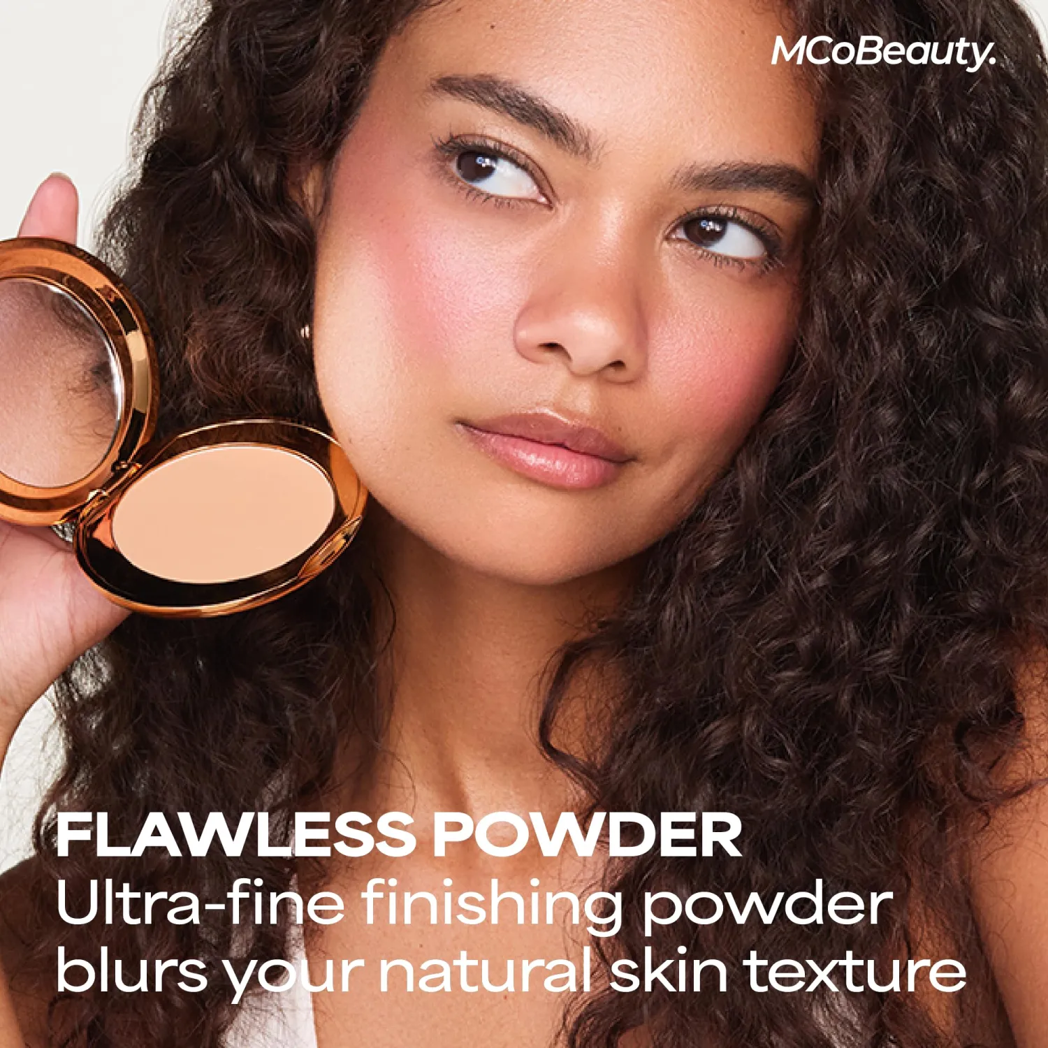 MCoBeauty Miracle Flawless Pressed Powder Natural Medium - Setting Powder Makeup for Face with Rose Flower Extract Sweet Almond Oil - Blurring Finishing Compact Powder, Vegan Cruelty Free - 0.31 oz