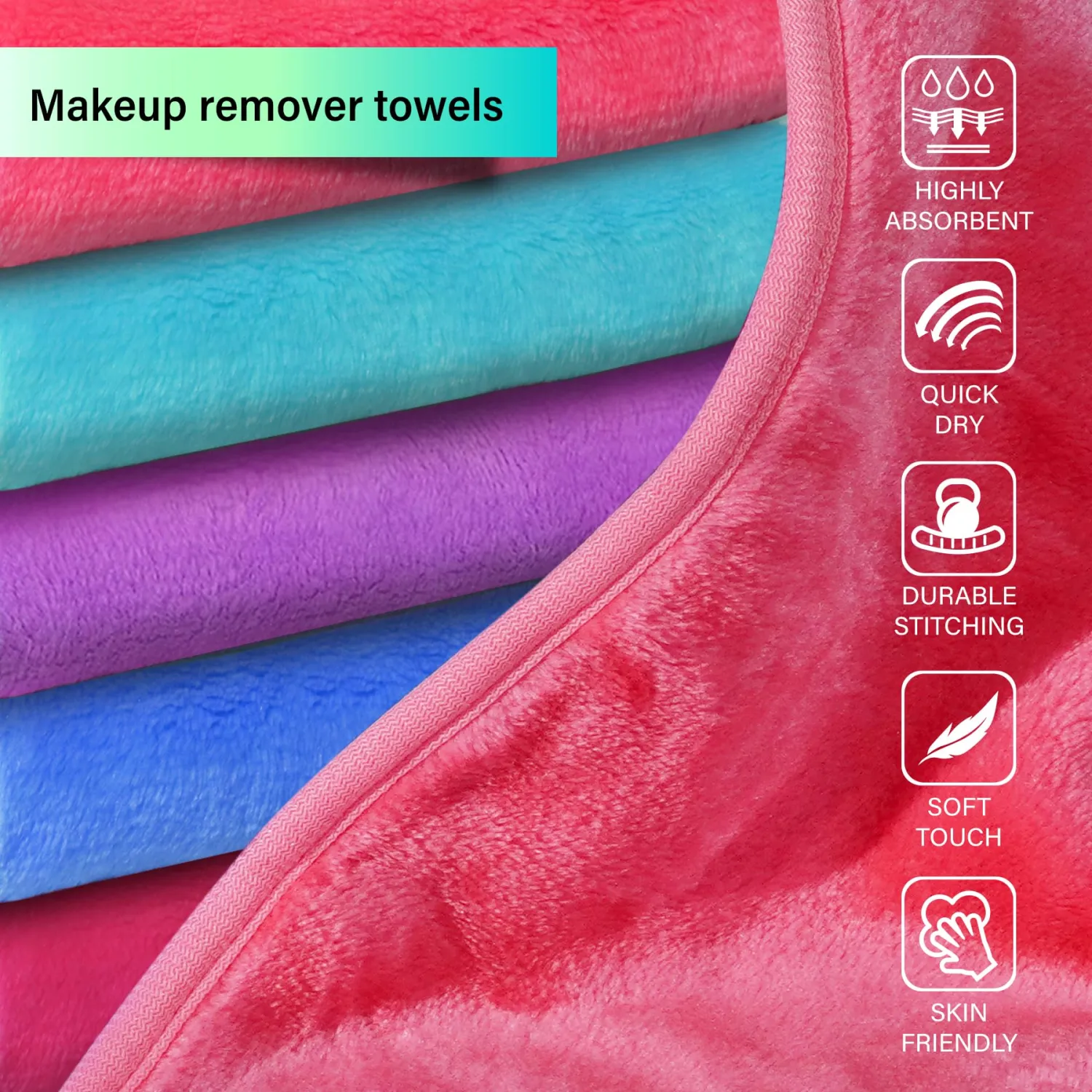 Nugilla Makeup Remover Cloth, 5 Packs Reusable Microfiber Makeup Remover Towels, Face Towel for Women