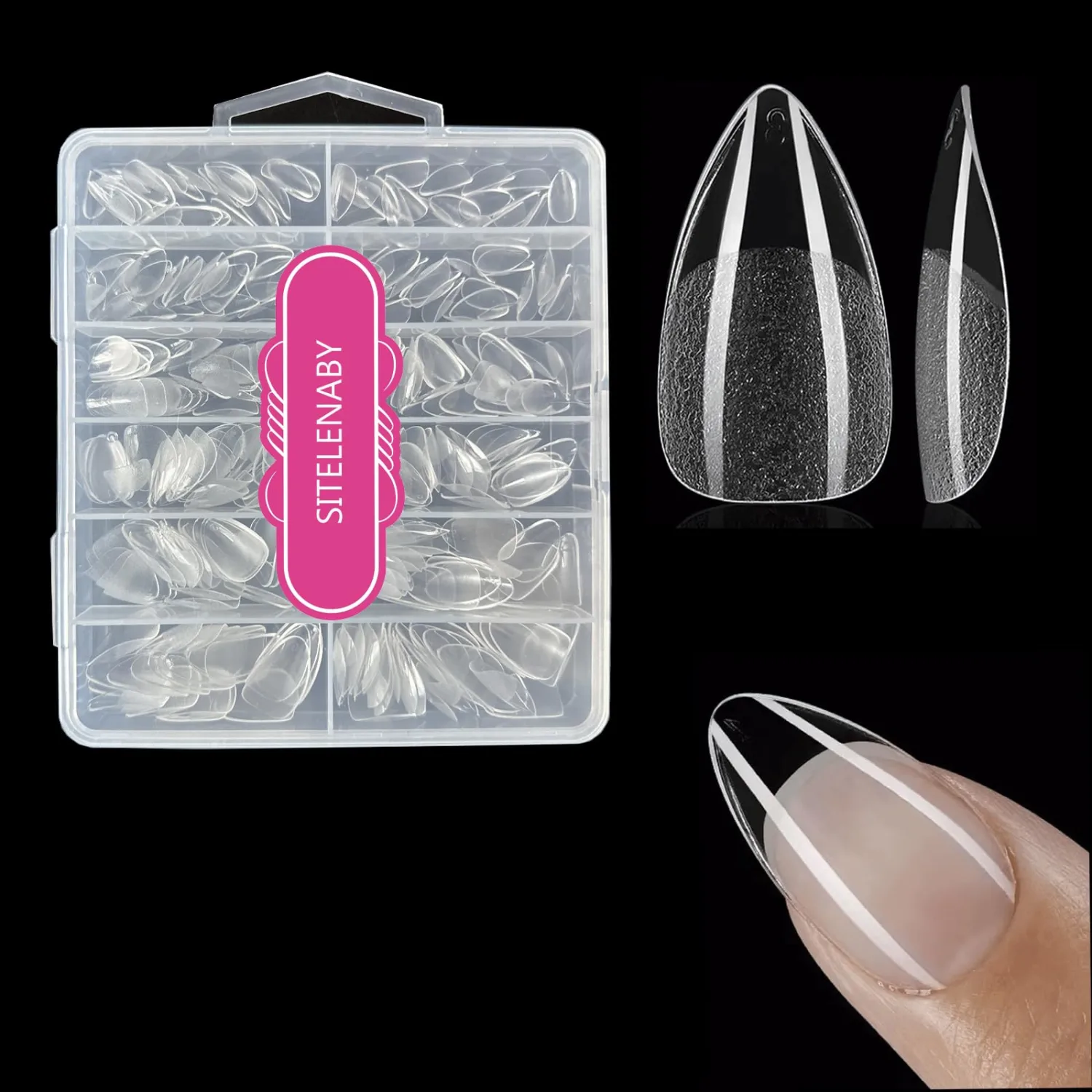 Almond Nail Tips:Full Cover Almond Press On Nails,Soft Gel Nail Tips X Half Matte False Nail Tips Pre-shaped Short Nails Tips12 Sizes300pcs,Clear Gelly Tips for Home Salon Daily Nail Art