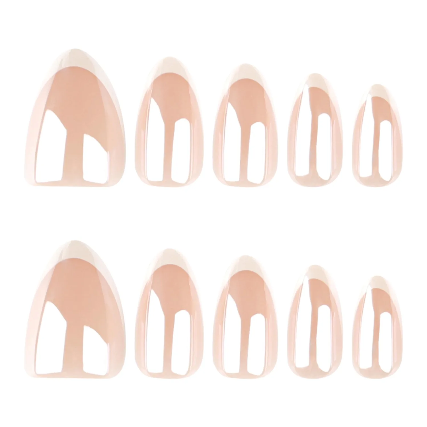 Press On Nail, French Tip Chrome Acrylic Press On Nails Short Almond, Designer Reusable Glazed Fake Nails, Glossy Soft Gel Nails Wedding and Party, Stick On Glue On Nails Press Ons for Women