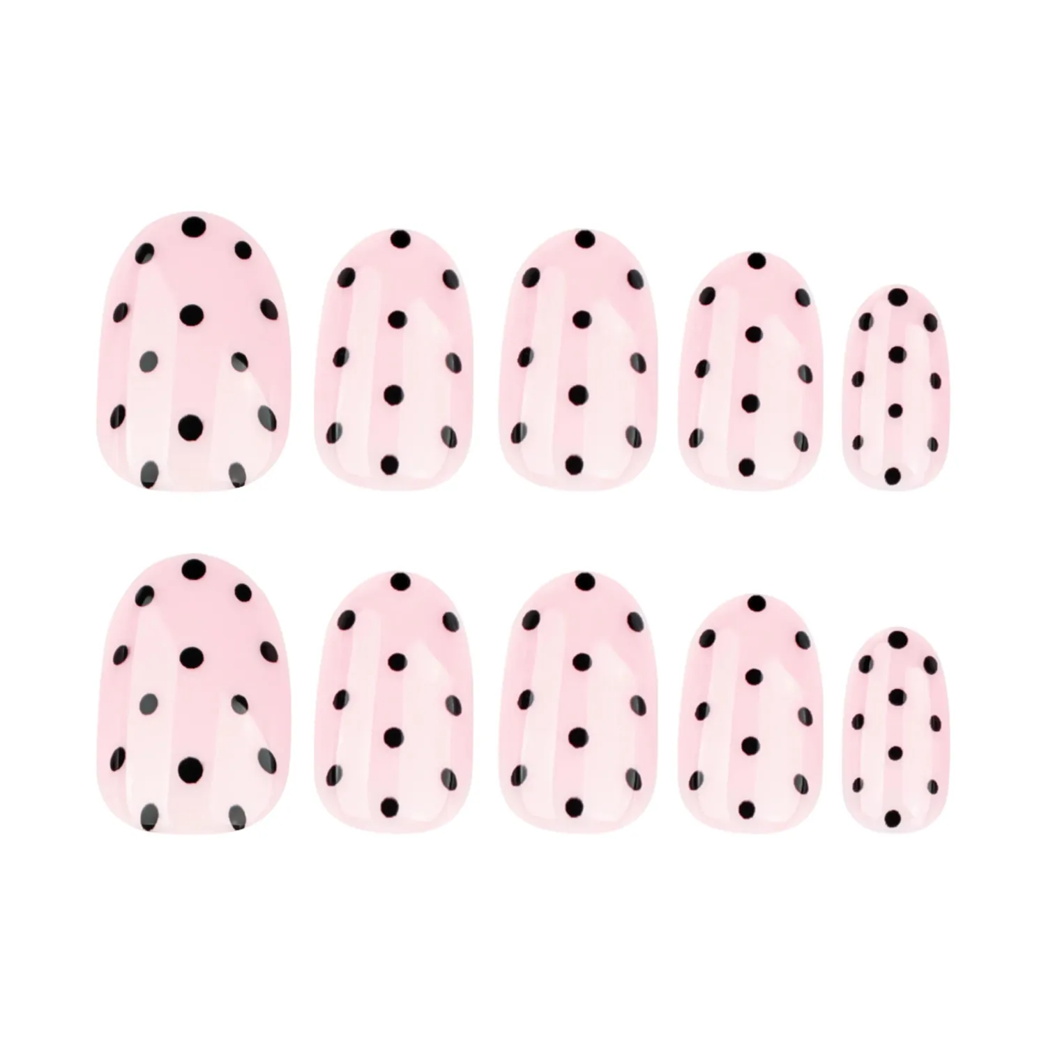 BABALAL Polka Dot Press on Nails Short Oval, Glossy Trendy Acrylic Fake Nails, 24Pcs Round Thick Glue on Nails for Women Girls Kids