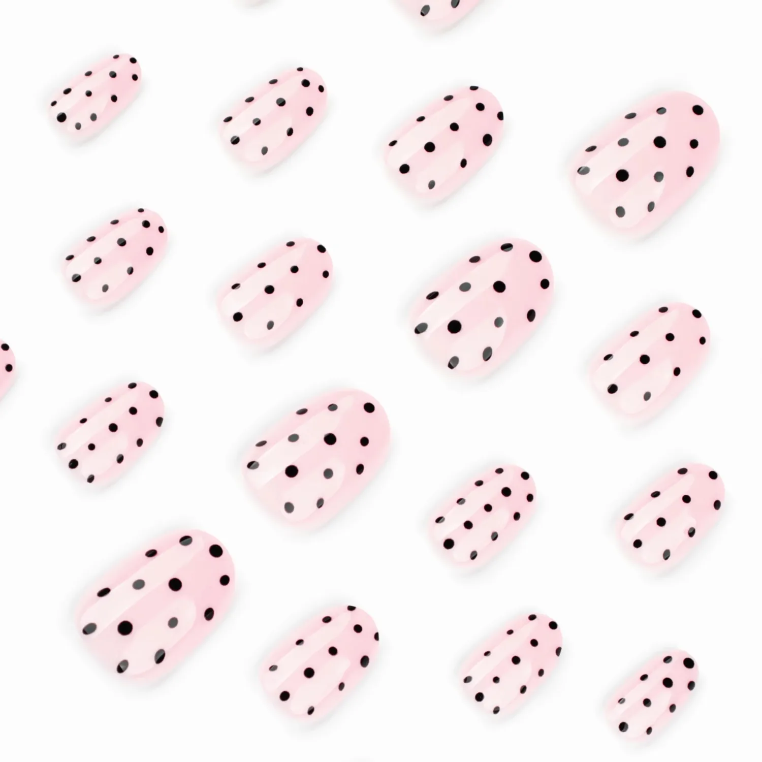 BABALAL Polka Dot Press on Nails Short Oval, Glossy Trendy Acrylic Fake Nails, 24Pcs Round Thick Glue on Nails for Women Girls Kids