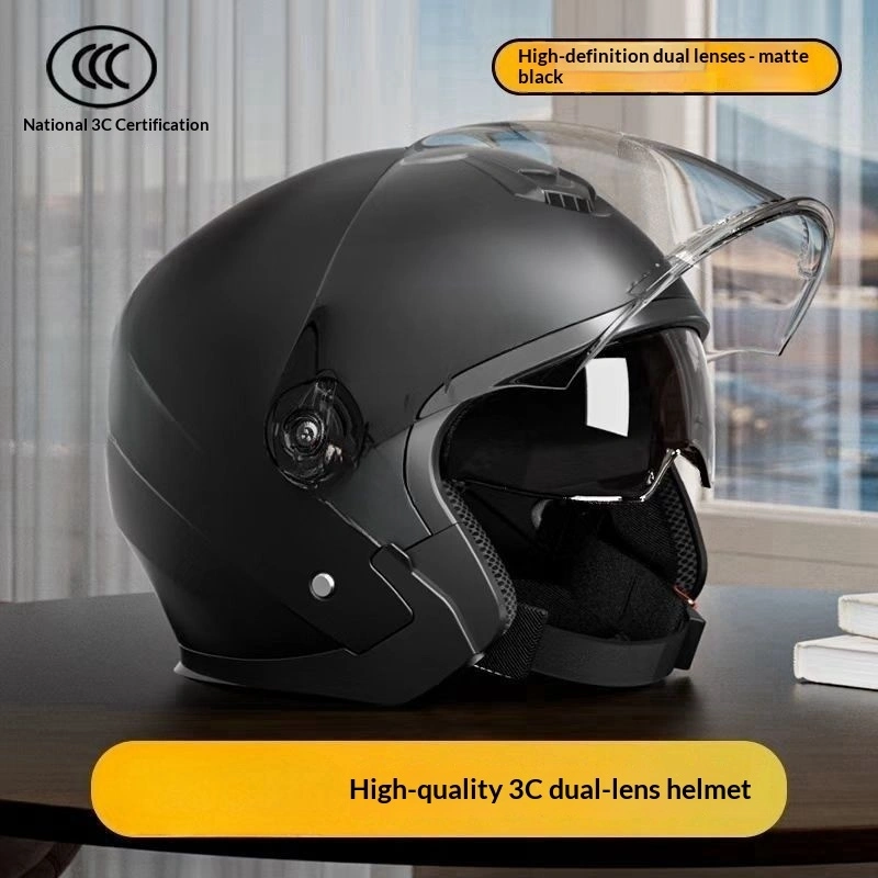 Cold-weather Thermal Neck Gaiter Detachable Half-helmet Dual-lens Protective Helmet