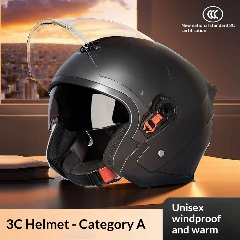Cold-weather Thermal Neck Gaiter Detachable Half-helmet Dual-lens Protective Helmet