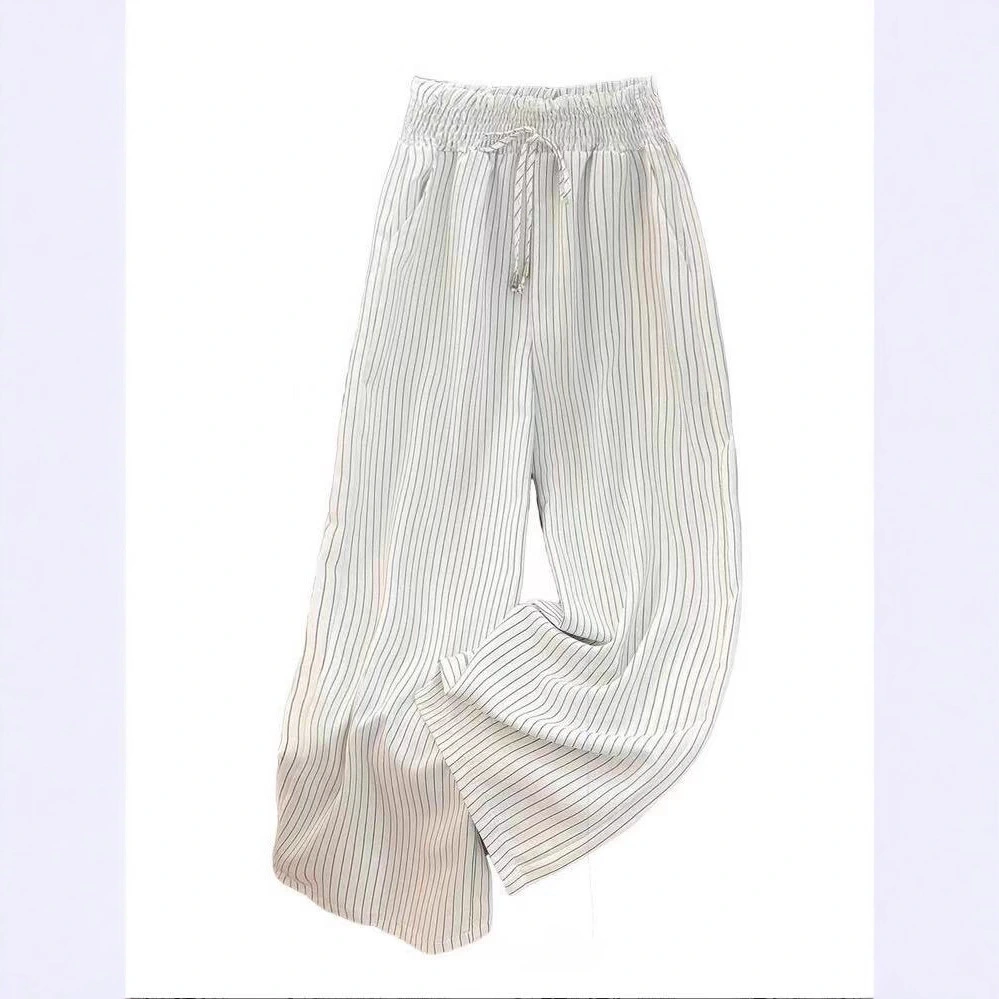 Versatile Vertical-striped Wide-leg Pants