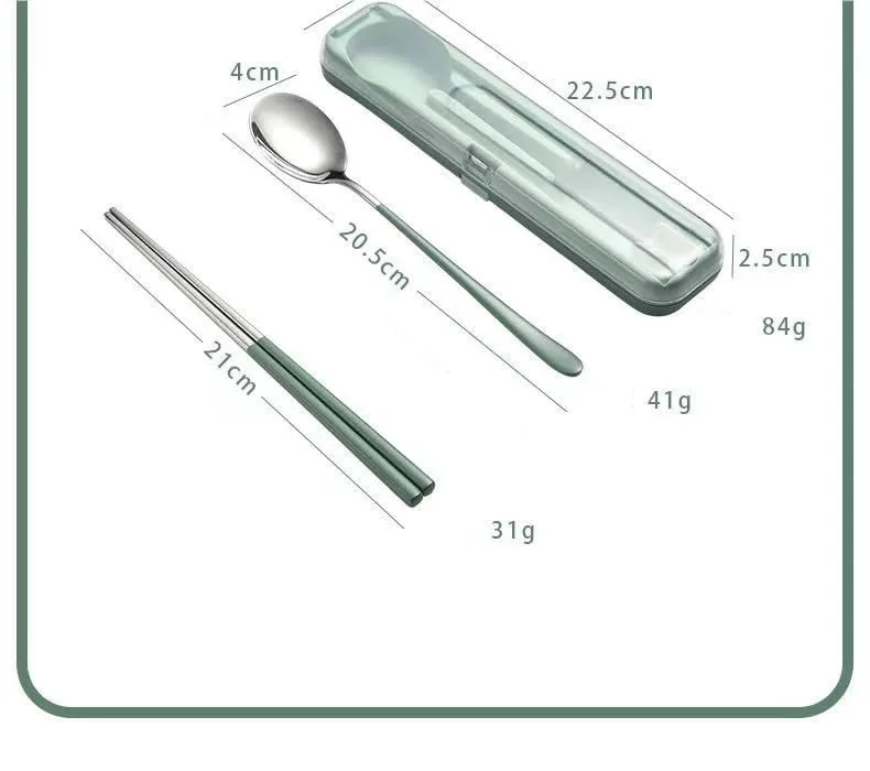 Silverware Flatware Cutlery Set, 2/8/12/16/20/24pcs 304 Stainless Steel Chopsticks Spoon Student Outdoor Storage Box Set Portable Tableware(Pink,2 Pieces for 1)