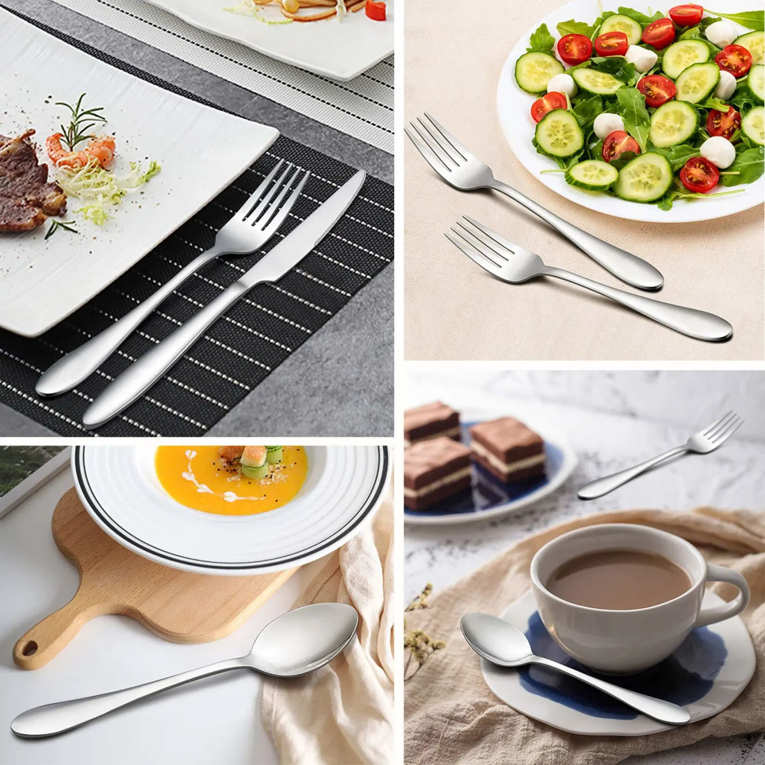LIANYU Silverware Set 20-Piece, Stainless Steel Flatware Utensils Set Service for 4, Simple Look, Modern Design, Dishwasher Safe