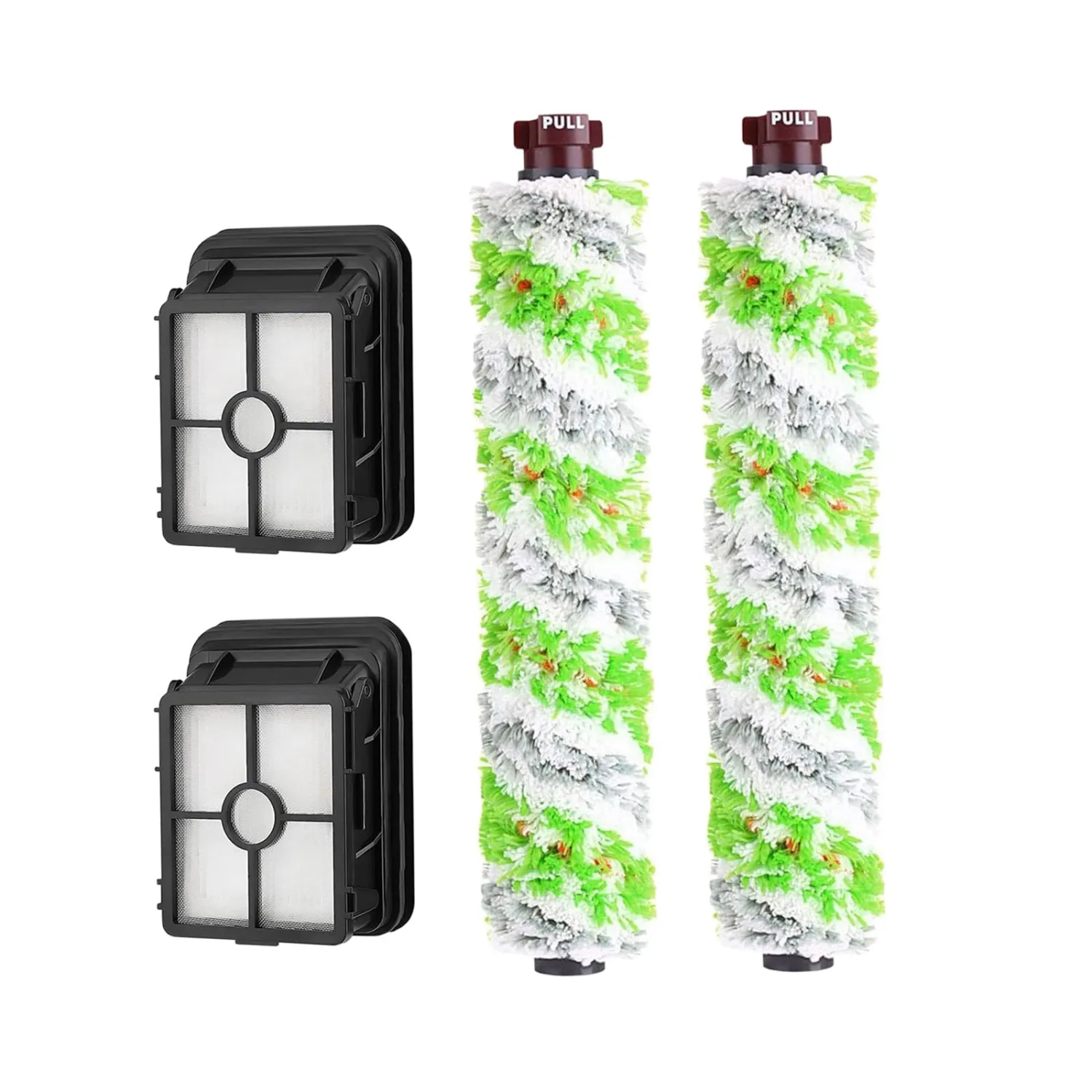 Brush Filters Replacement Parts for Bissell CrossWave 1785 2306A, Replace Part# 1613568, 161-3568.2 & 1608684.(2 Pack 2460 Multi-Surface Pet Brush Roll + 2 Pack 1866 Upright Filter)