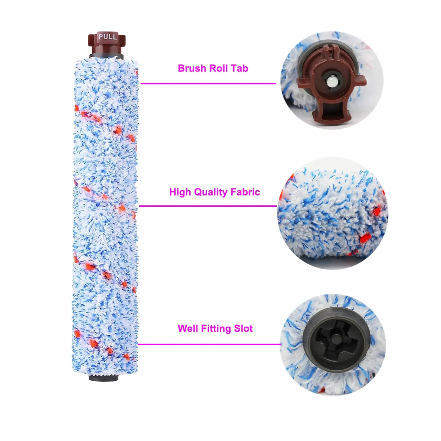 3 Pack Replacement 1868 CrossWave Multi-Surface Brush Roll, Brush Replacement Parts for Bissell CrossWave Pet Pro 1785A, 2306A Cordless Wet Dry Vac, Replace Part# 1608683, 160-8683.
