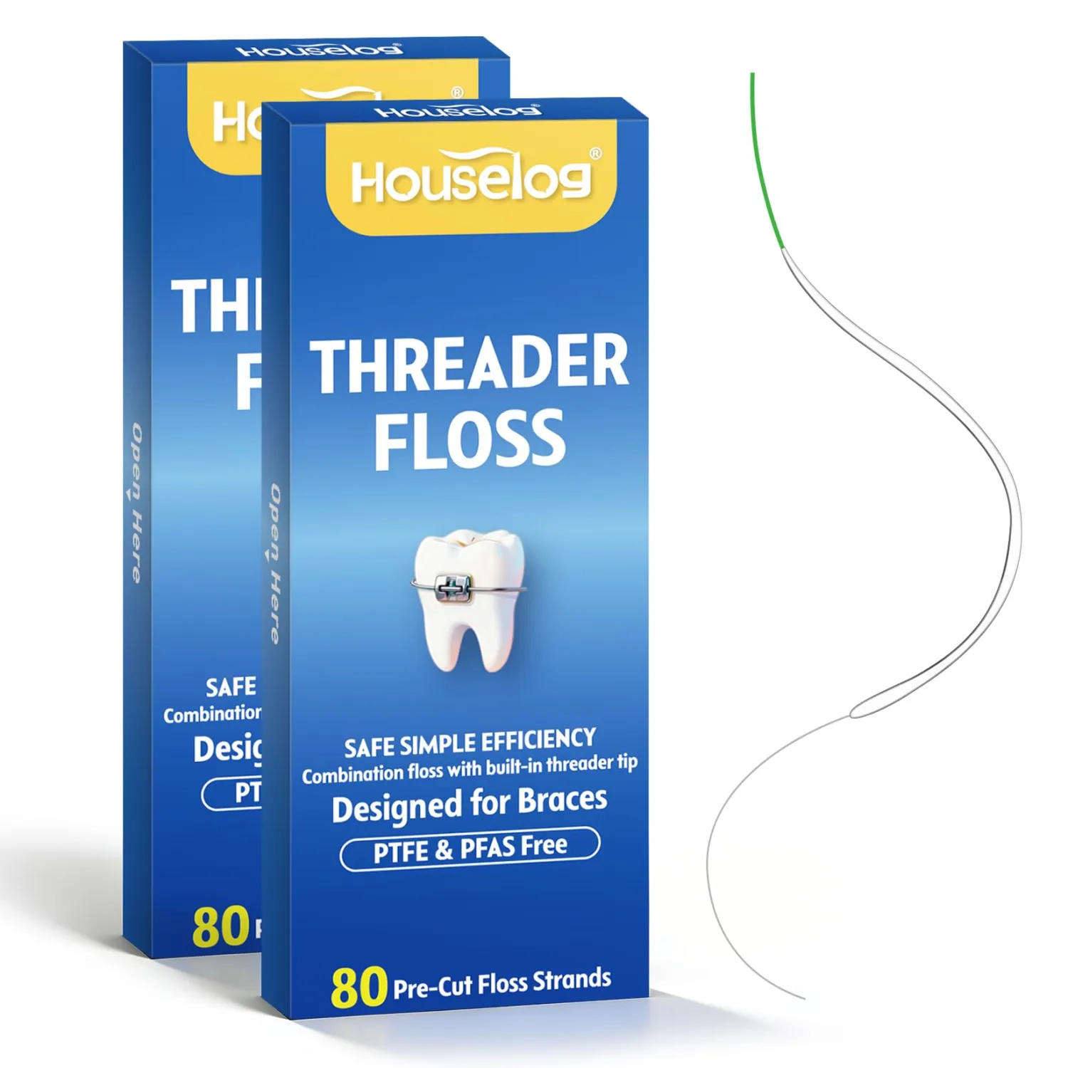 3-in-1 Ultimate Floss with Threaders,PTFE & PFAS-Free,160 Count Expanding Dental Floss for Braces,Bridges & Wide Gaps