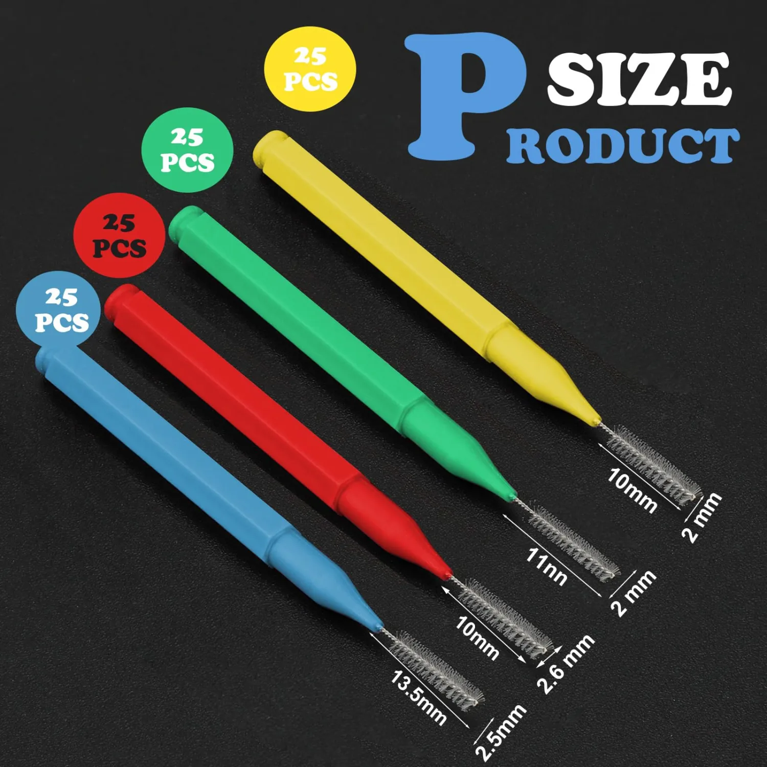 Patelai 100 Pieces Braces Dental Brush for Cleaner Interdental Toothpick Dental Tooth Flossing Head Oral Hygiene Flosser Toothpick Cleaners Tooth Tool(Multicolor,Plenty Sizes)