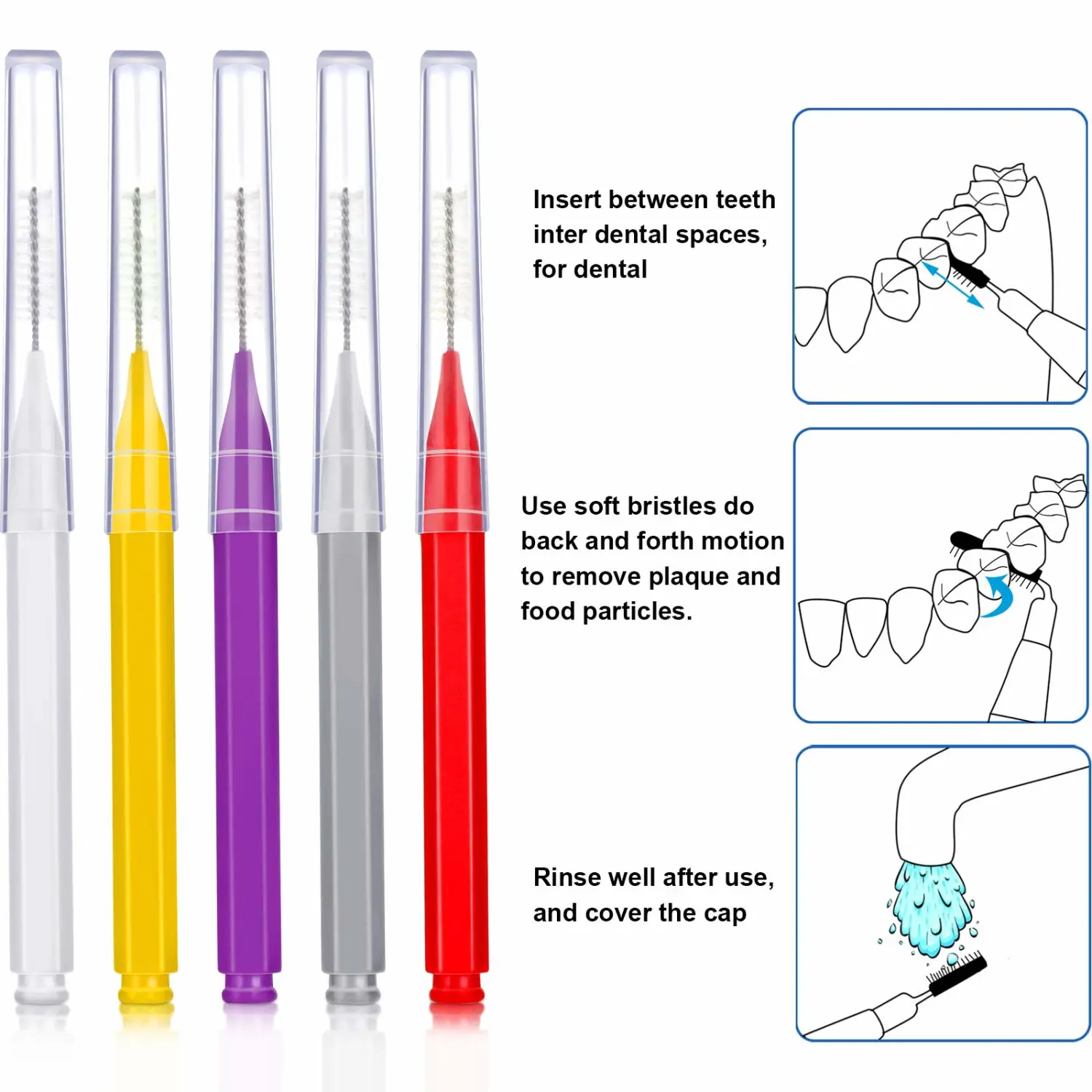 Patelai 100 Pieces Braces Brush for Cleaner Interdental Brush Toothpick Dental Tooth Flossing Head Oral Dental Hygiene Flosser Toothpick Cleaners Tooth Tool