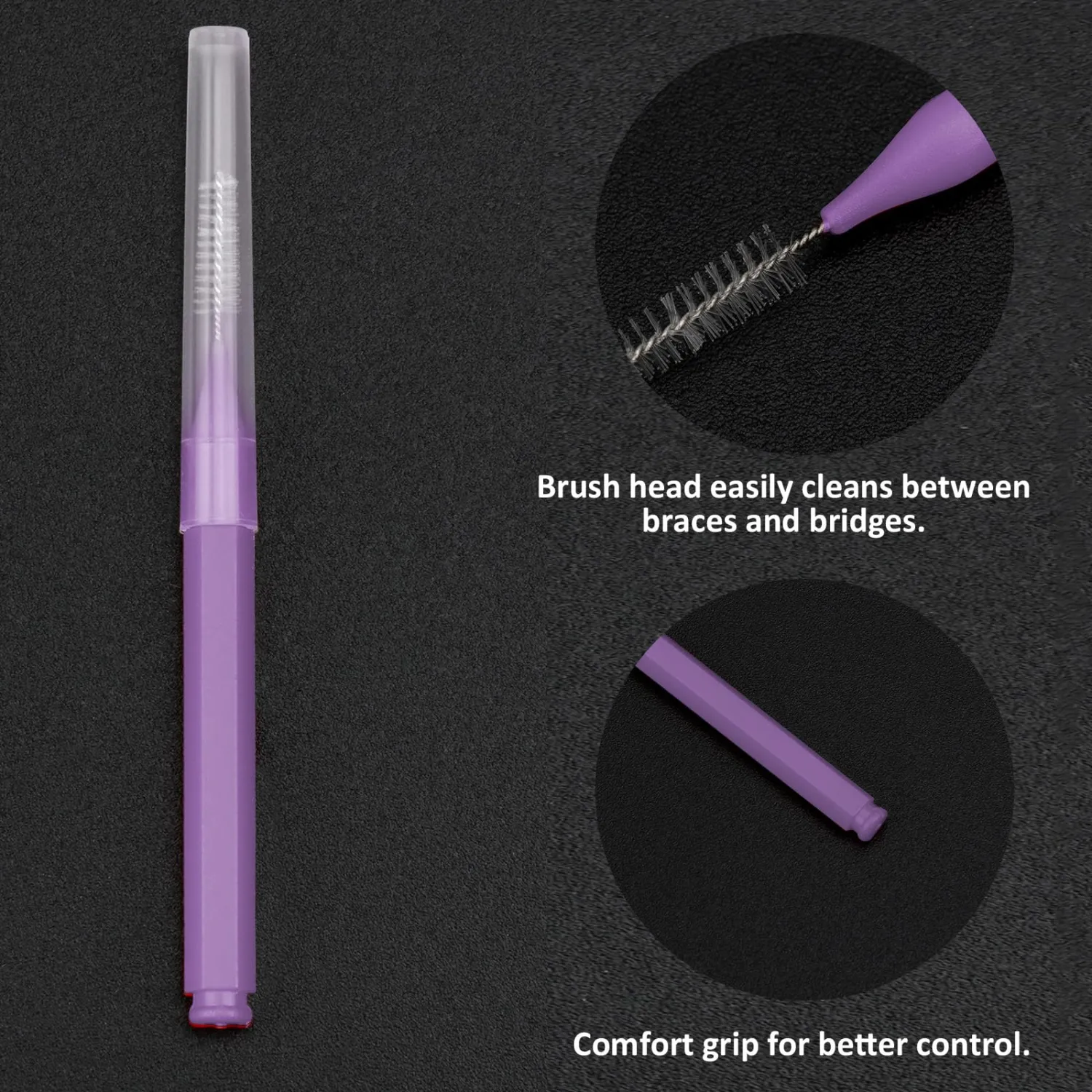 Patelai 100 Pieces Braces Brush for Cleaner Interdental Brush Toothpick Dental Tooth Flossing Head Oral Dental Hygiene Flosser Toothpick Cleaners Tooth Tool(Pink,Purple,Suitable Size)