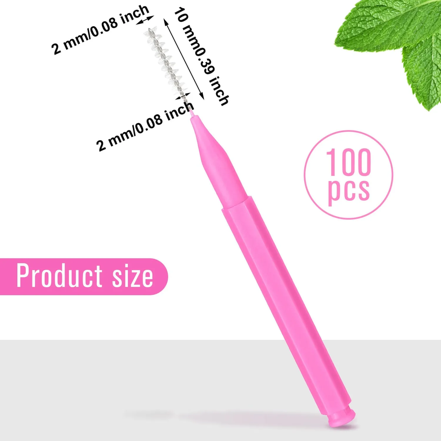 Patelai 100 Pieces Braces Brush for Cleaner Interdental Brush Toothpick Dental Tooth Flossing Head Oral Dental Hygiene Flosser Toothpick Cleaners Tooth Tool(Pink,Portable Size)
