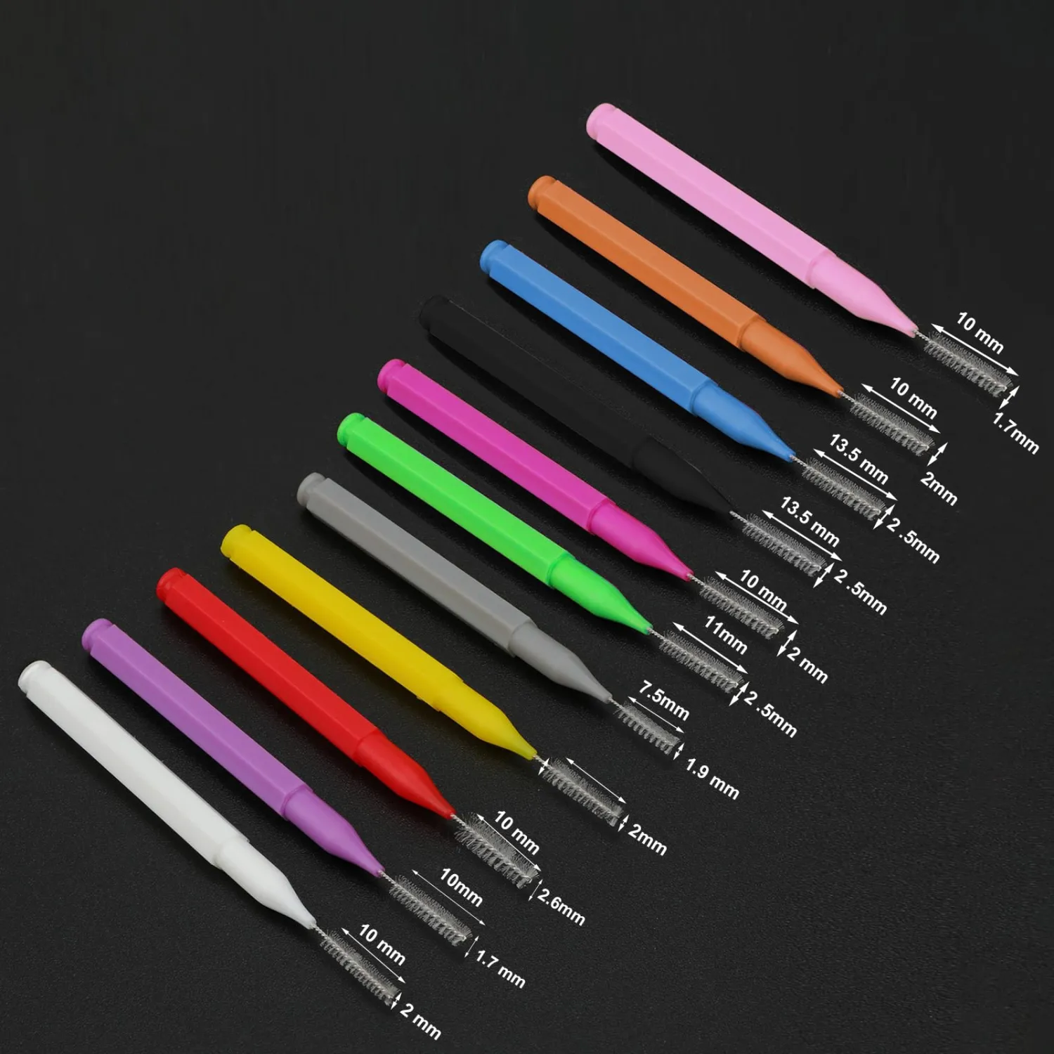 Patelai 100 Pieces Braces Dental Brush for Cleaner Interdental Toothpick Dental Tooth Flossing Head Oral Hygiene Flosser Toothpick Cleaners Tooth Tool (Assorted Colors,Mixed Size)