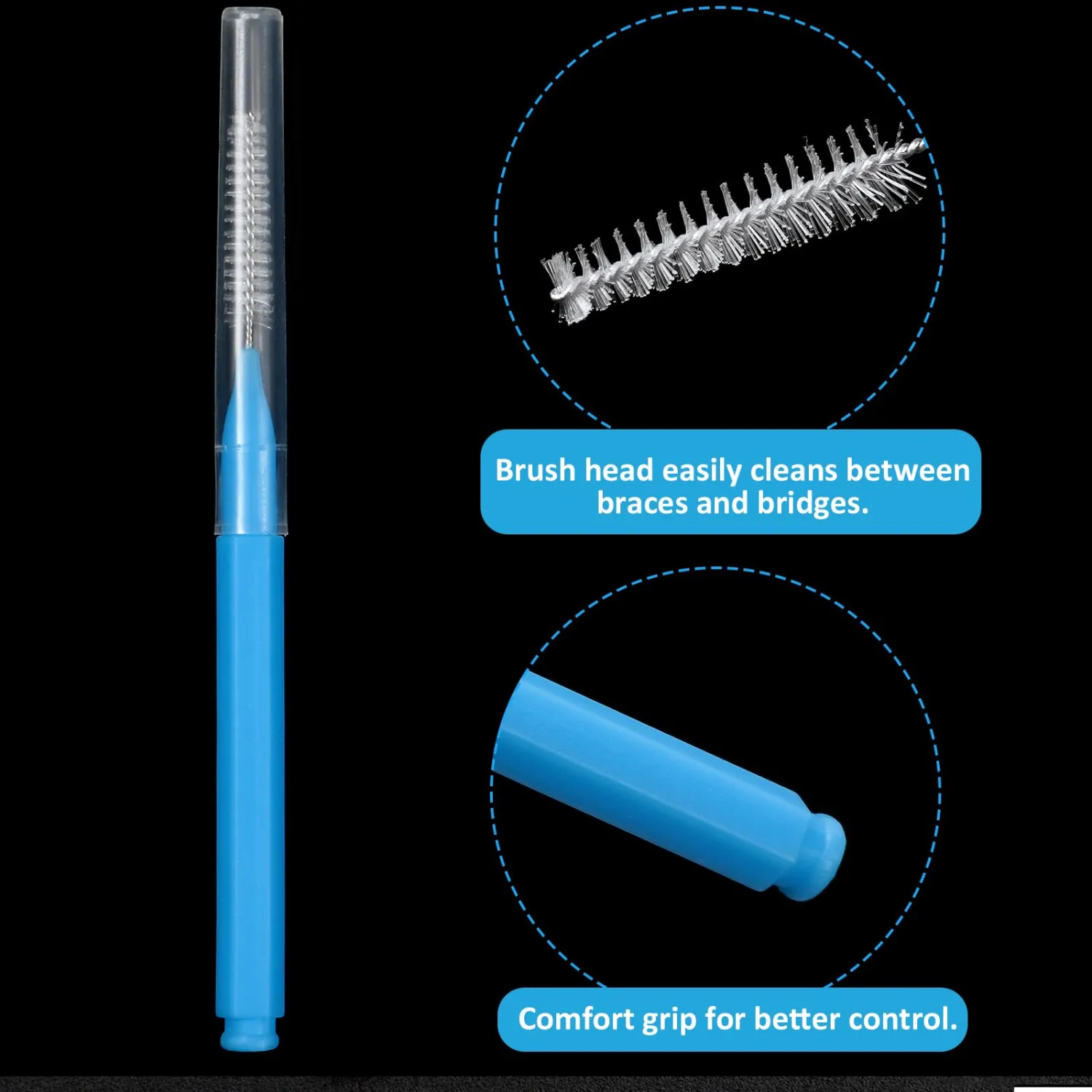 Patelai 100 Pieces Braces Dental Brush for Cleaner Interdental Toothpick Dental Tooth Flossing Head Oral Hygiene Flosser Toothpick Cleaners Tooth Tool(Assorted Colors,Various Sizes)