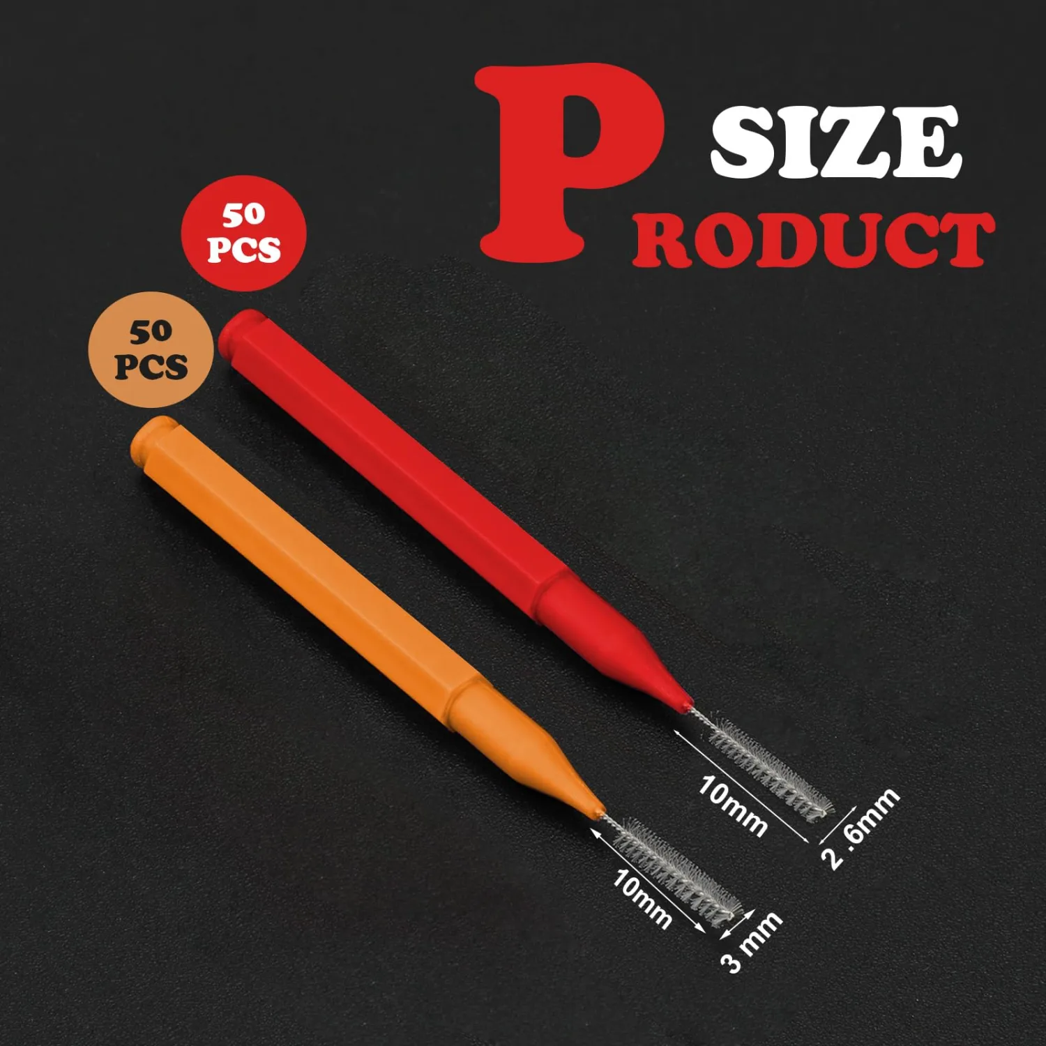 Patelai 100 Pieces Braces Dental Brush for Cleaner Interdental Toothpick Dental Tooth Flossing Head Oral Hygiene Flosser Toothpick Cleaners Tooth Tool(Orange,Red,Suitable Size)