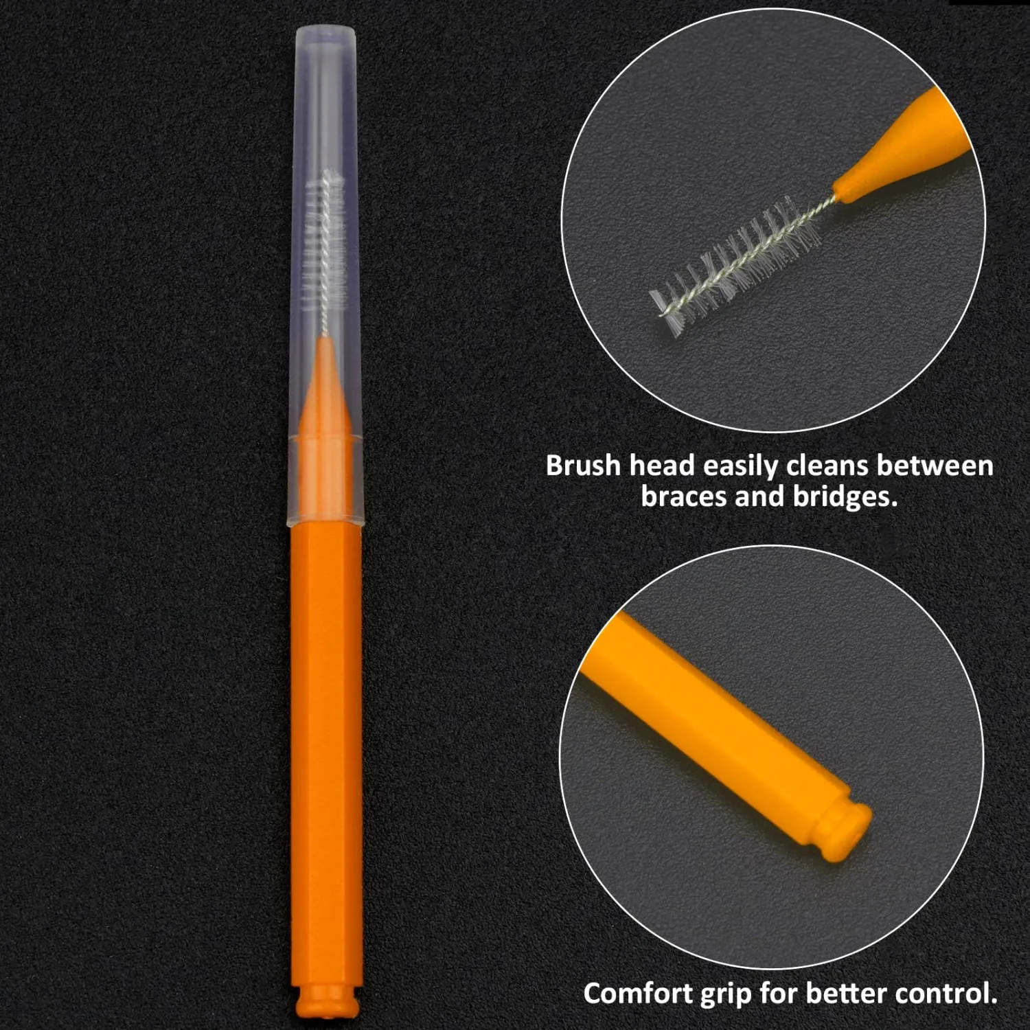 Patelai 100 Pieces Braces Dental Brush for Cleaner Interdental Toothpick Dental Tooth Flossing Head Oral Hygiene Flosser Toothpick Cleaners Tooth Tool(Orange,Red,Suitable Size)