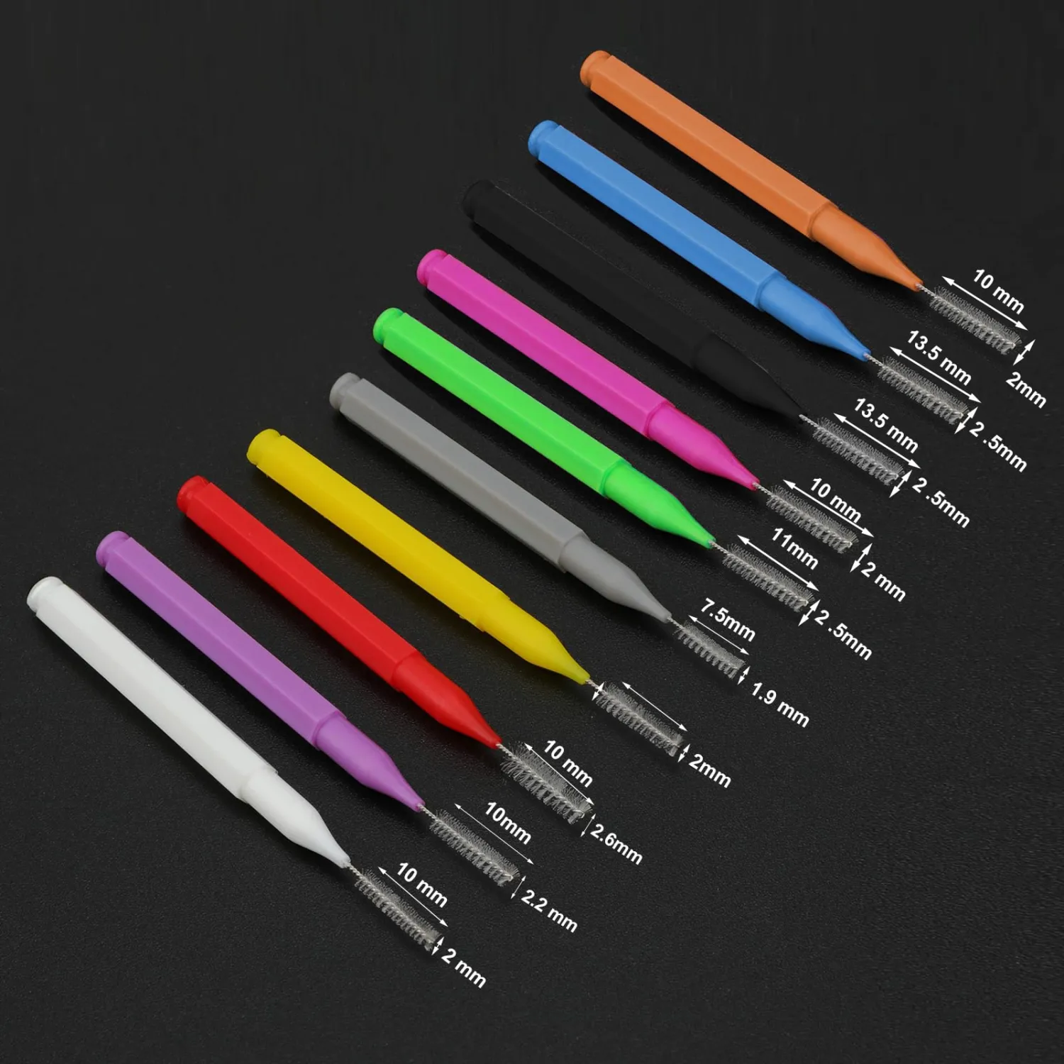 Patelai 100 Pieces Braces Dental Brush for Cleaner Interdental Toothpick Dental Tooth Flossing Head Oral Hygiene Flosser Toothpick Cleaners Tooth Tool(Multicolor,Various Sizes)