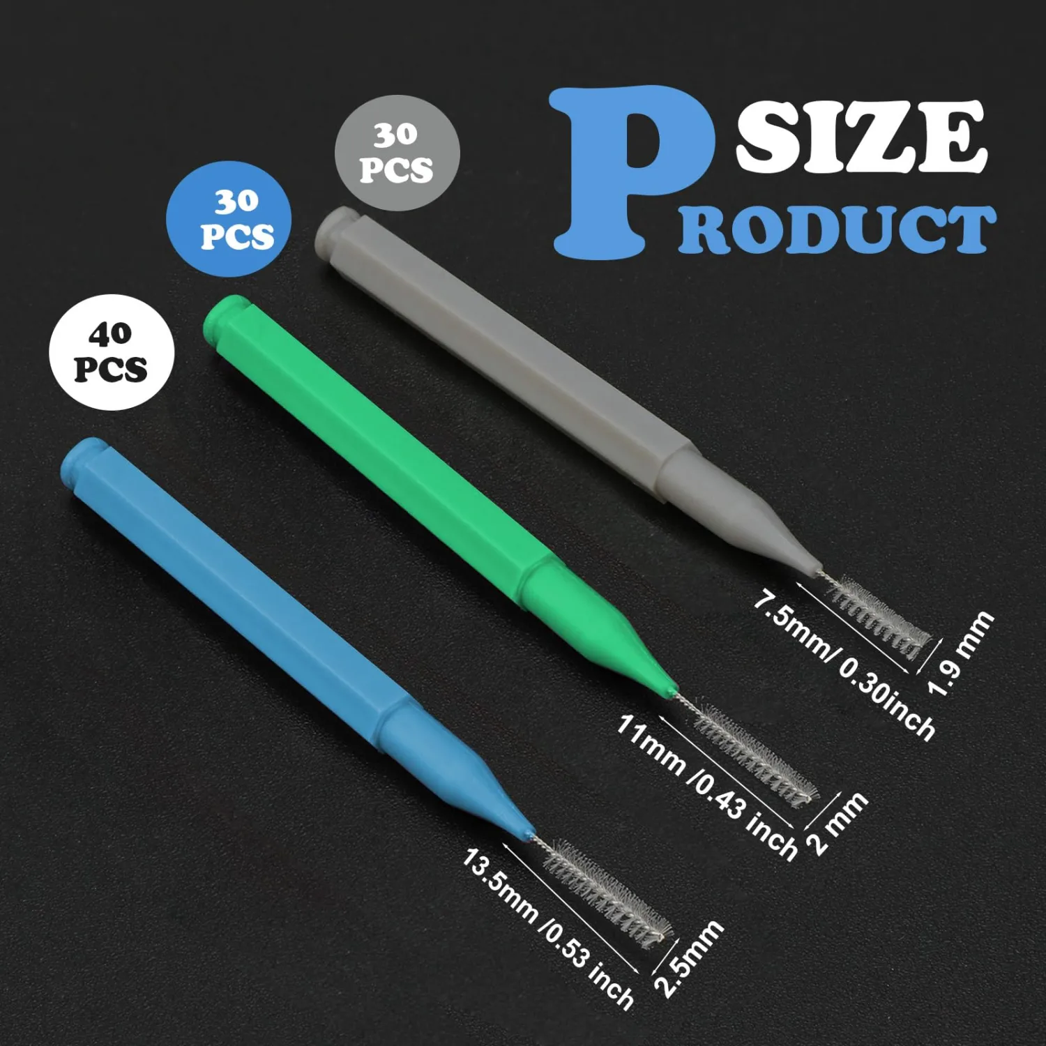Patelai 100 Pieces Braces Brush for Cleaner Interdental Brush Toothpick Dental Tooth Flossing Head Oral Dental Hygiene Flosser Toothpick Cleaners Tooth Tool(Blue, Grey, Green,Various Sizes)