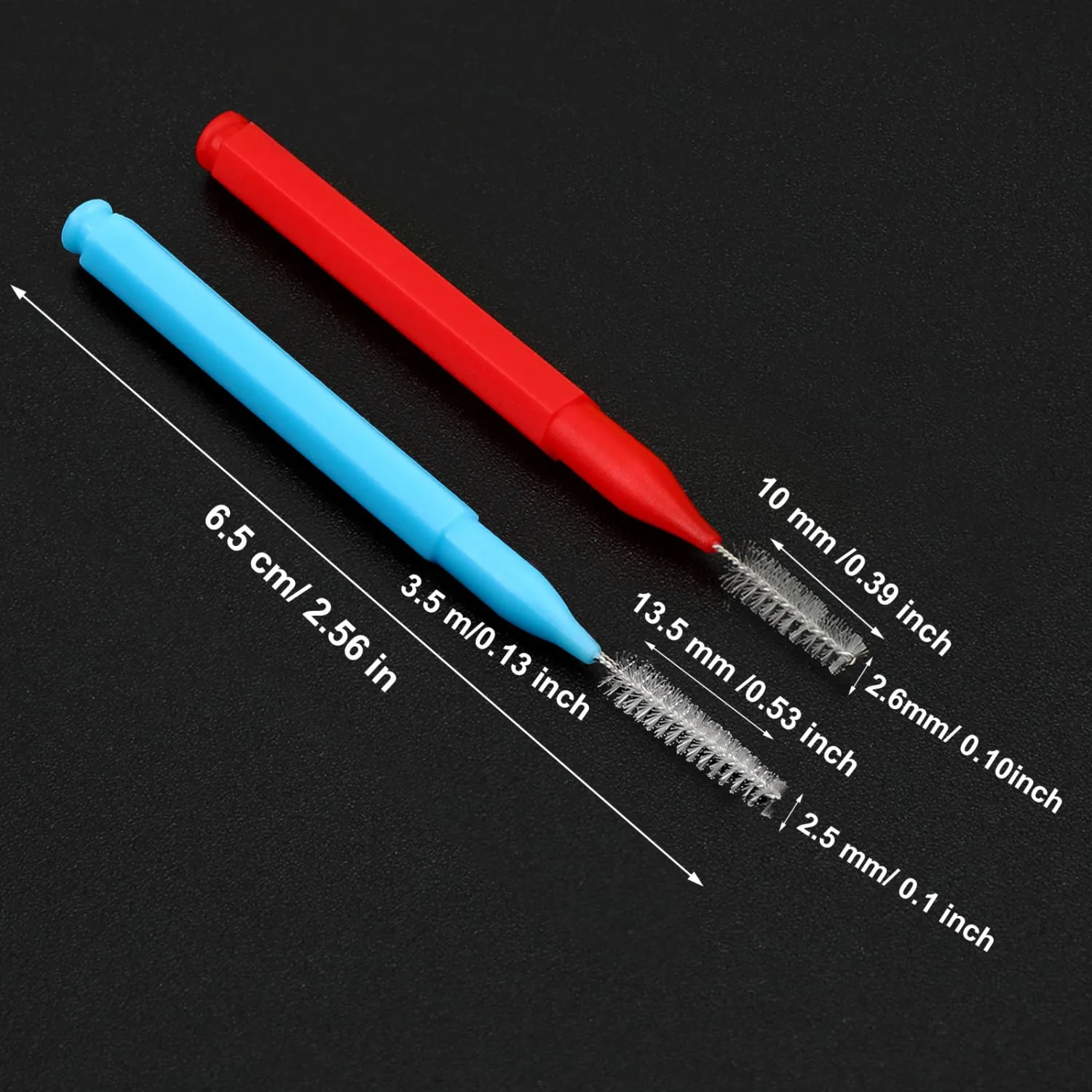 Patelai 100 Pieces Braces Brush for Cleaner Interdental Brush Toothpick Dental Tooth Flossing Head Oral Dental Hygiene Flosser Toothpick Cleaners Tooth Tool(Blue, Red,Suitable Size)
