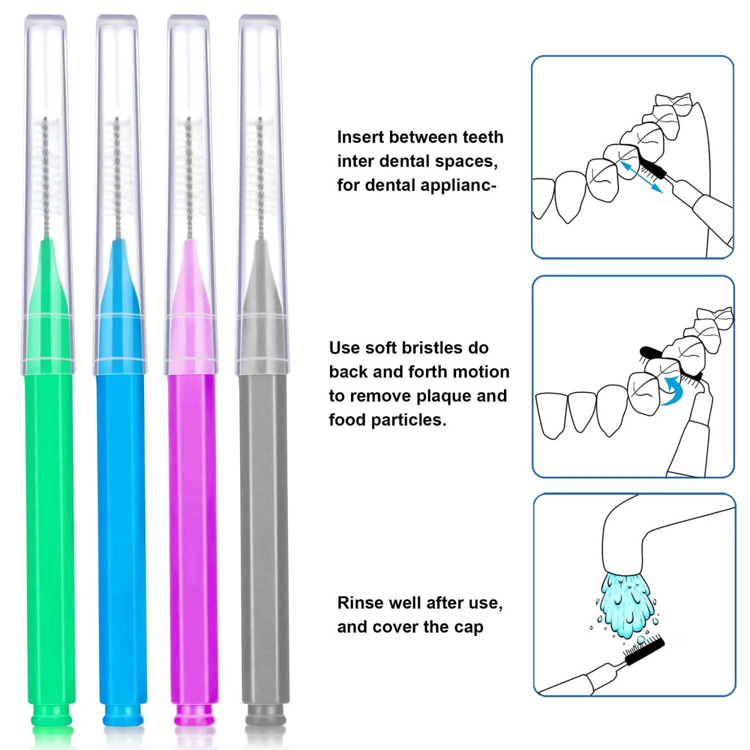 Patelai 100 Pieces Braces Brush for Cleaner Interdental Brush Toothpick Dental Tooth Flossing Head Oral Dental Hygiene Flosser Toothpick Cleaners Tooth Cleaning Tool (Attractive Colors)