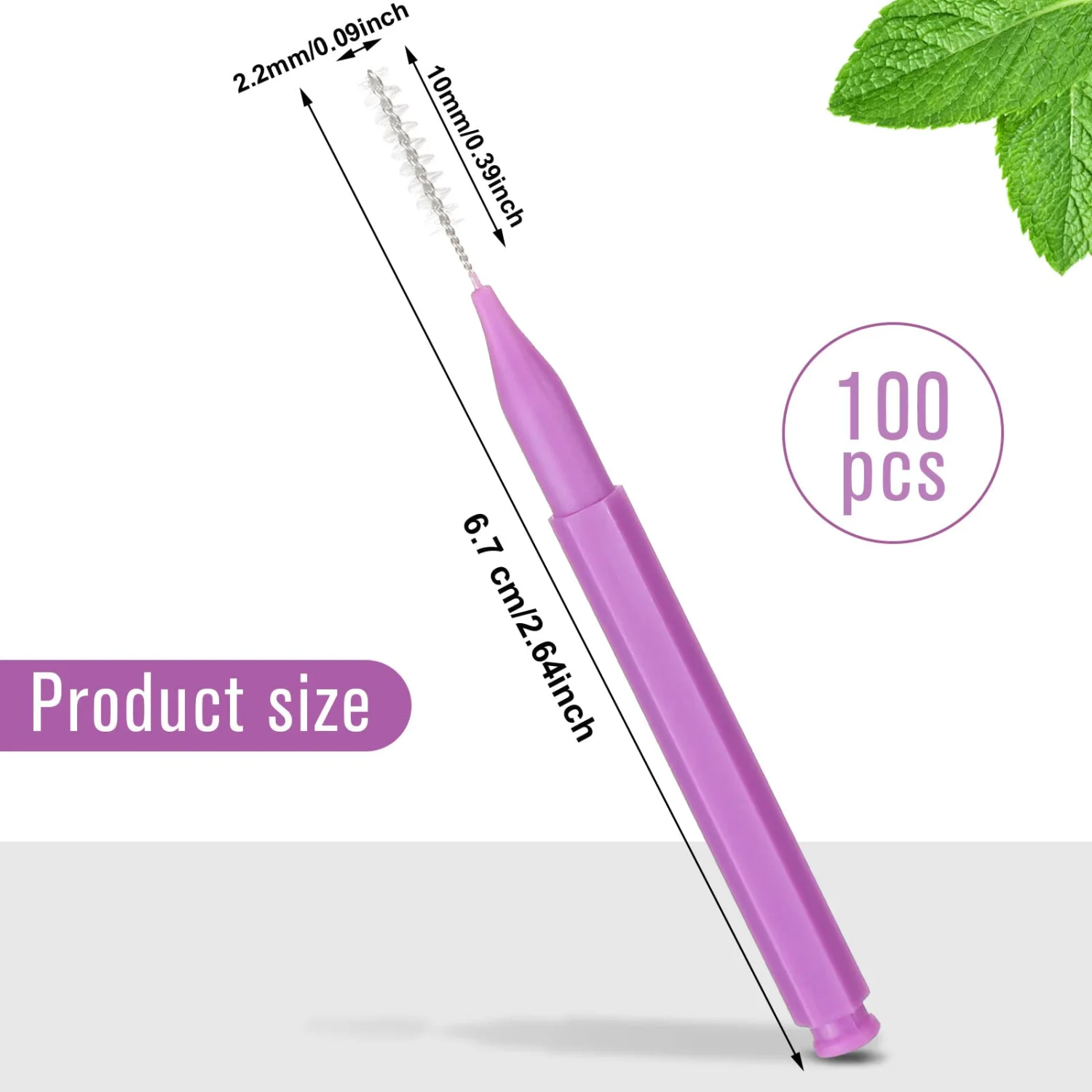 Patelai 100 Pieces Braces Brush for Cleaner Interdental Brush Toothpick Dental Tooth Flossing Head Oral Dental Hygiene Flosser Toothpick Cleaners Tooth Tool(Purple,Cute Size)