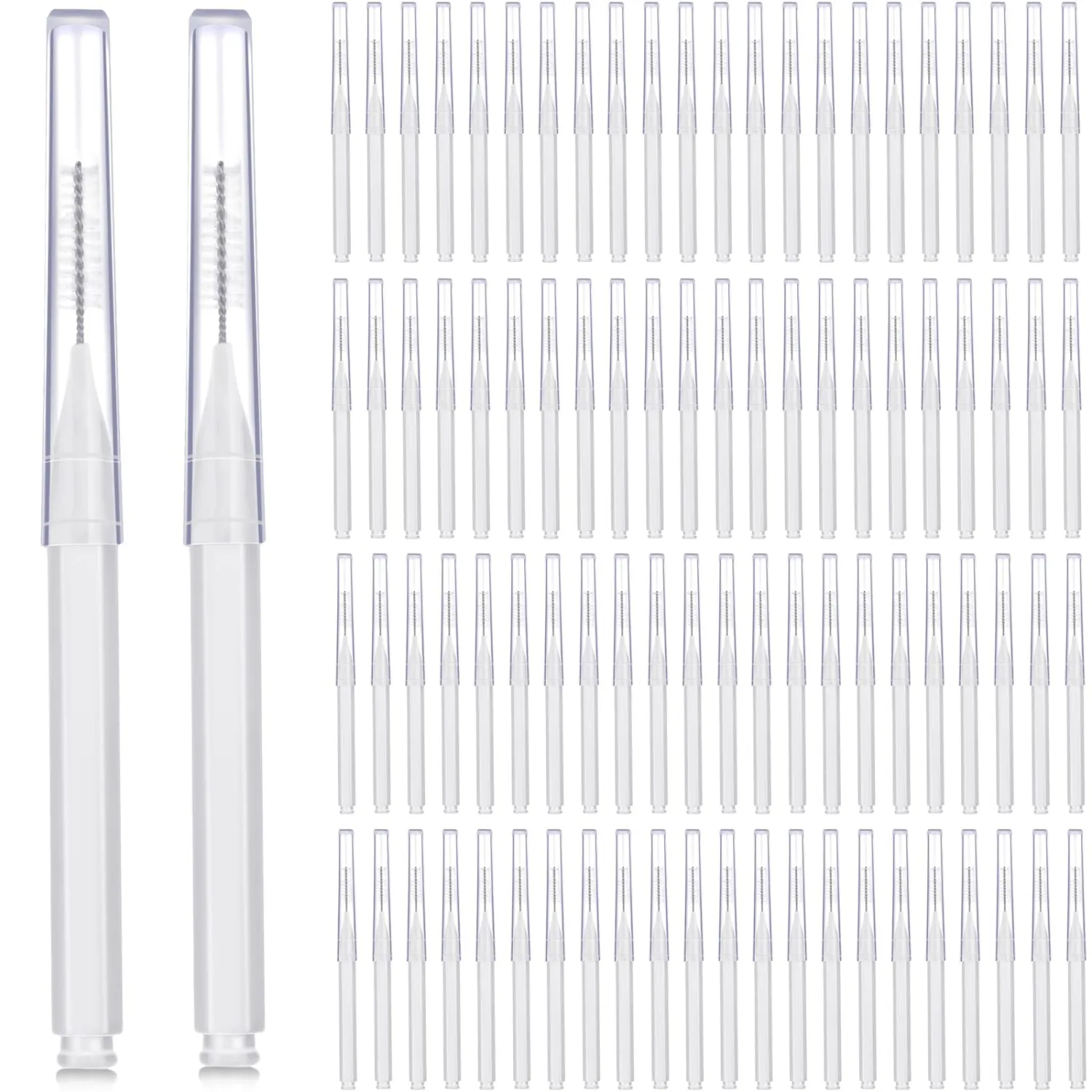 Patelai 100 Pieces Braces Brush for Cleaner Interdental Brush Toothpick Dental Tooth Flossing Head Oral Dental Hygiene Flosser Toothpick Cleaners Tooth Cleaning Tool (White)