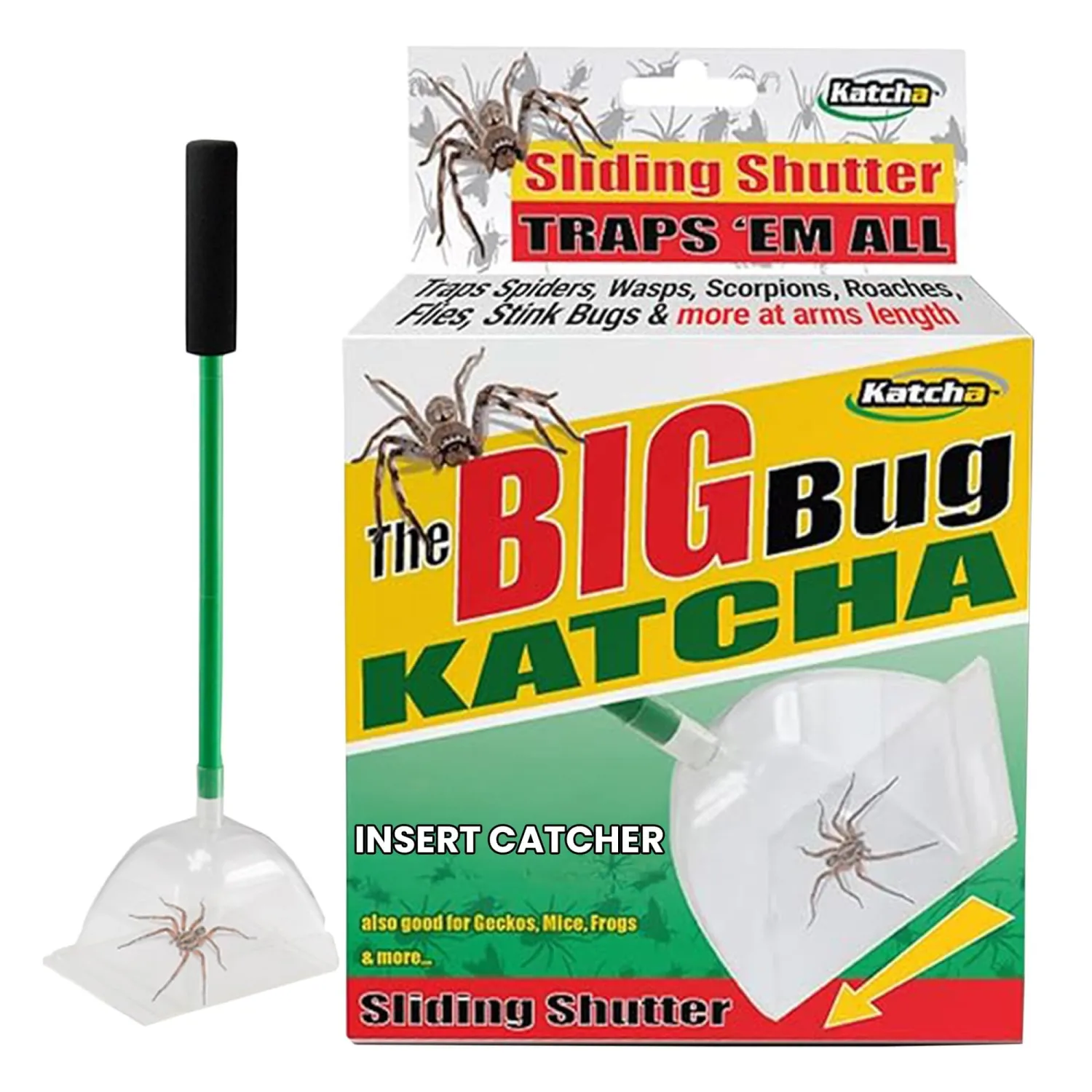 Katcha Acrylic Humane Bug Catcher - 25" Long Spider Catcher and Release Tool with Large Plastic Container, Versatile Insect and Bug Grabber Tool for Lizards, Roach, Cicadas, Spiders, and Frogs