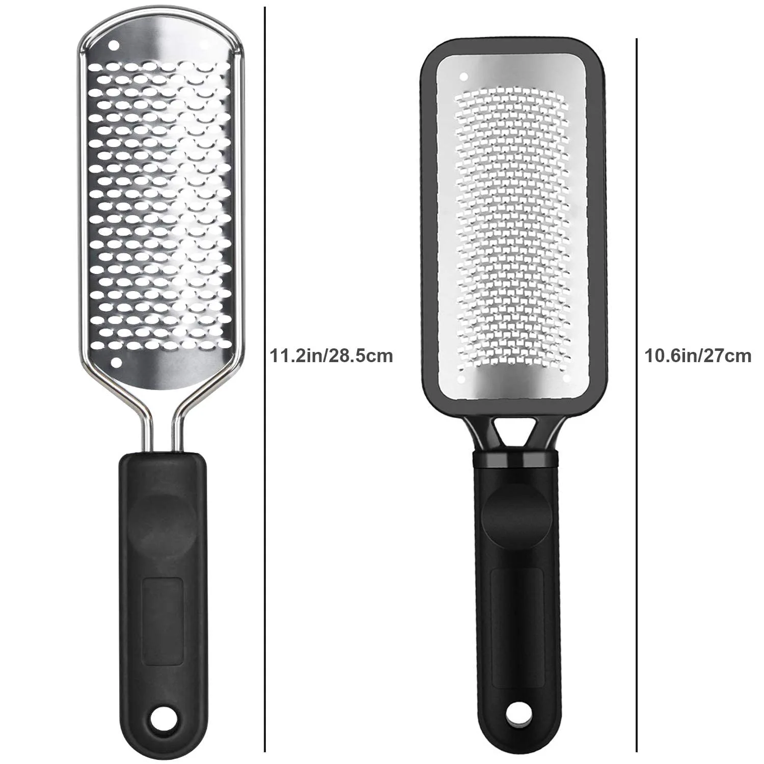 2Pcs Colossal Professional Foot File and Callus Remover, High Grade Stainless Steel Foot Rasp for Wet and Dry Feet, Washable Pedicure Tool for Smooth Heels