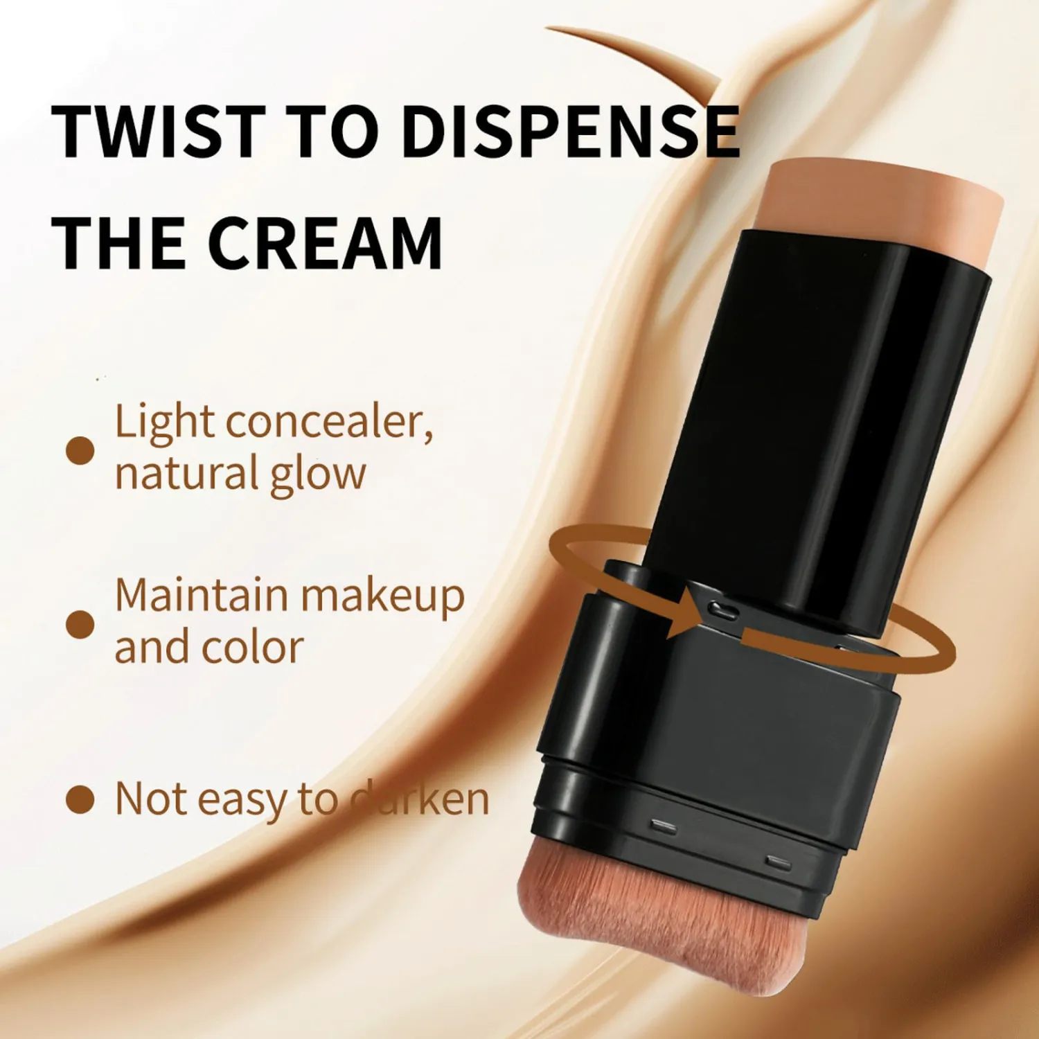 Foundation Stick, 2 in 1 Dual-Ended Long-Lasting Concealer Korean Foundation Contour Stick, Waterproof Contouring foundation with Brush, Full Coverage Matte Finish for Face Makeup(02#NATURAL)