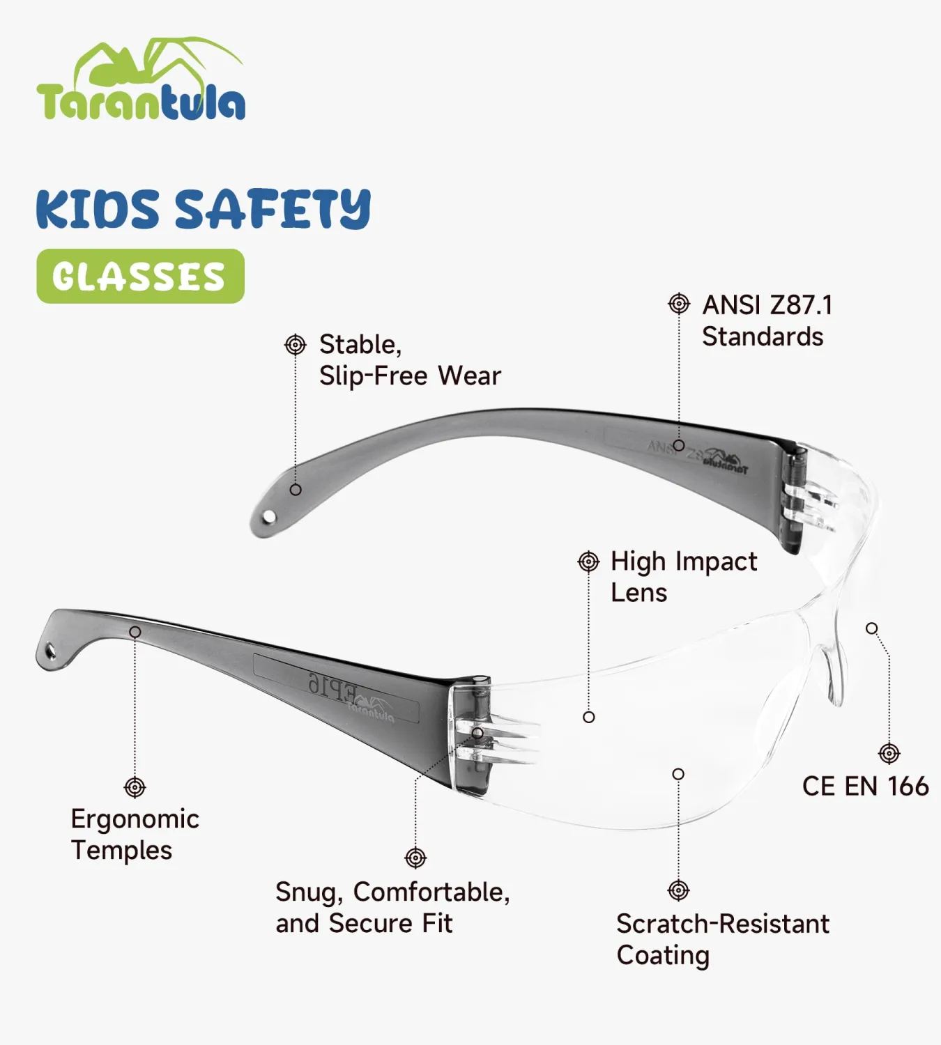 Tarantula 6 Pack Kids Safety Glasses, Youth Protective Eyewear EN166 & ANSI Z87 Certified, Anti-Fog UV Protection, Scratch-Resistant Lightweight Goggles for School, DIY & Outdoor, Multicolor