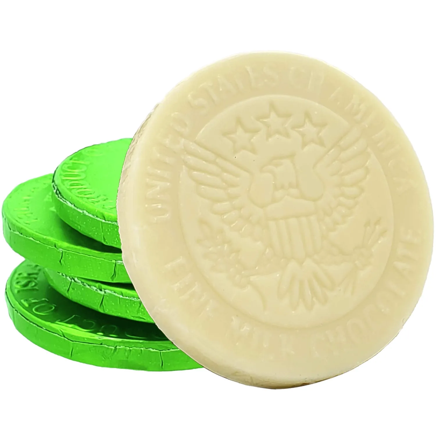 The Dreidel Company Hanukkah 6-Mesh Bags White Chocolate Coins, Chanuka Gelt, Dairy Milk Chocolate in Mesh Bags, Cholov Yisroel, Made in Israel (6 Bags)