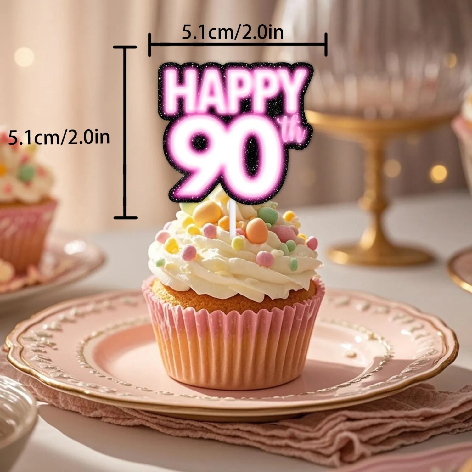 18pcs Pink Glitter Dessert Cupcake Topper Pick for Straight Outta 1935 Legend Since 1935 Theme Decor Supplies Men Happy 90th Birthday Party Decorations