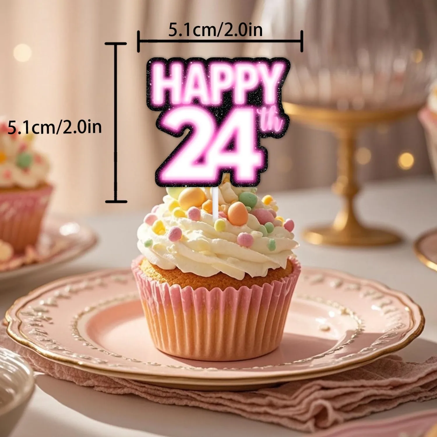 18pcs Pink Glitter Dessert Cupcake Topper Pick for Straight Outta 2001 Legend Since 2001 Theme Decor Supplies Men Happy 24th Birthday Party Decorations