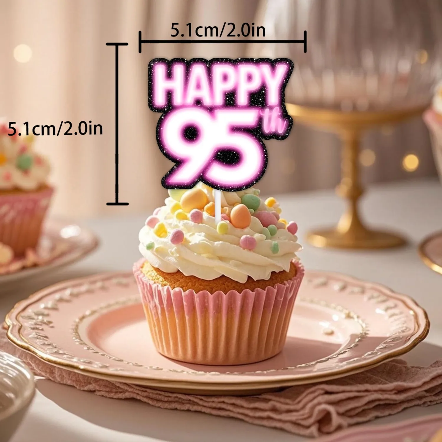 18pcs Pink Glitter Dessert Cupcake Topper Pick for Straight Outta 1930 Legend Since 1930 Theme Decor Supplies Men Happy 95th Birthday Party Decorations