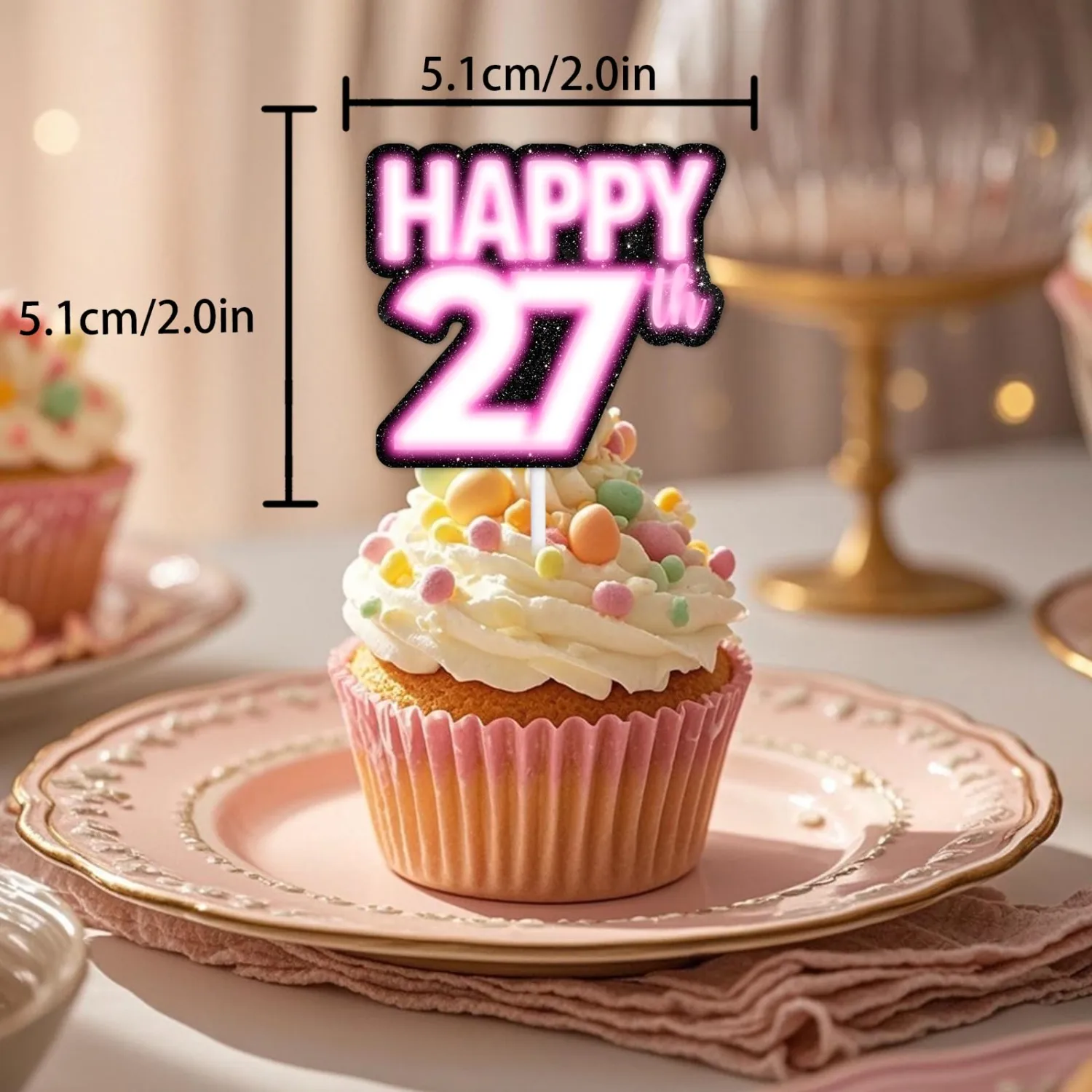 18pcs Pink Glitter Dessert Cupcake Topper Pick for Straight Outta 1998 Legend Since 1998 Theme Decor Supplies Men Happy 27th Birthday Party Decorations