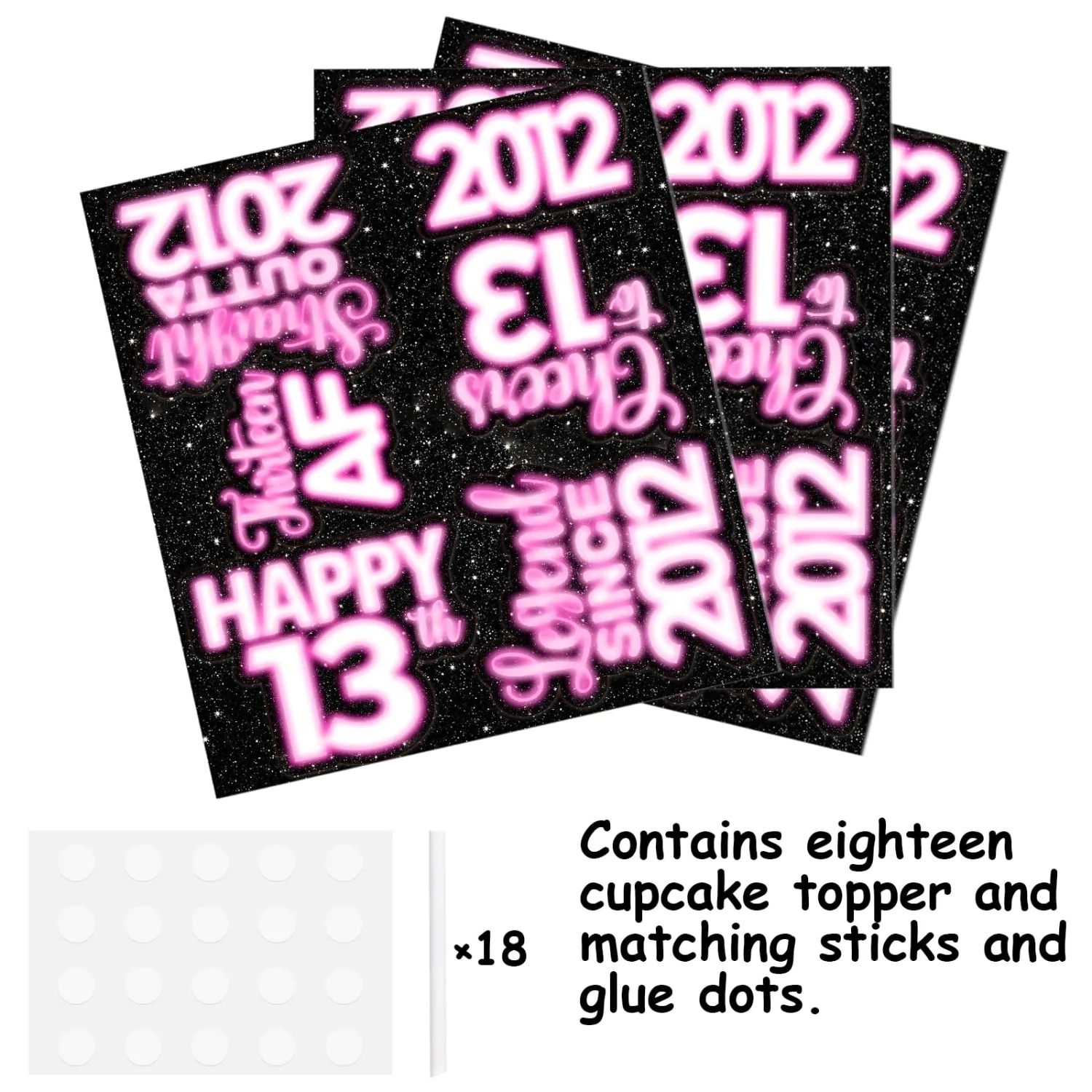 18pcs Pink Glitter Dessert Cupcake Topper Pick for Straight Outta 2012 Legend Since 2012 Theme Decor Supplies Boy Happy 13th Birthday Party Decorations