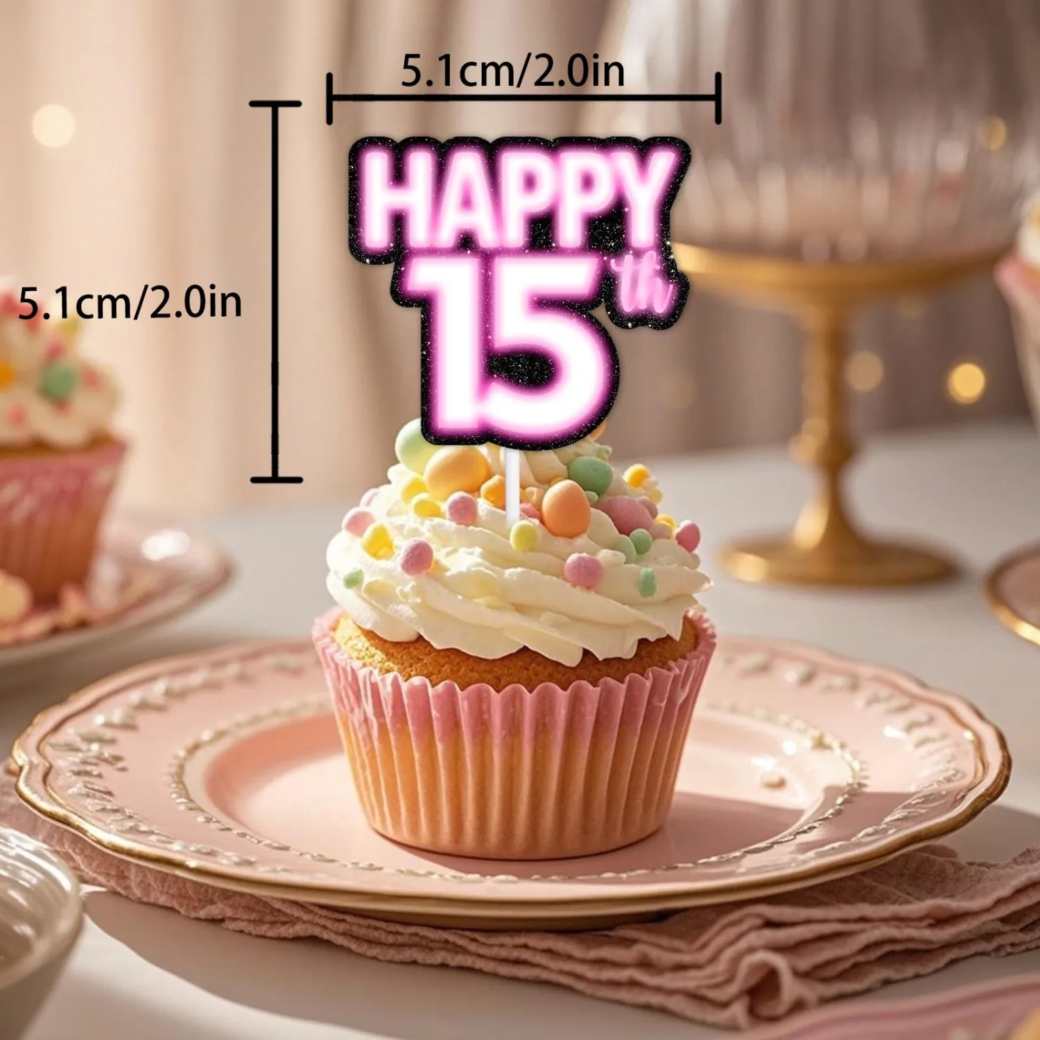 18pcs Pink Glitter Dessert Cupcake Topper Pick for Straight Outta 2010 Legend Since 2010 Theme Decor Supplies Boy Happy 15th Birthday Party Decorations