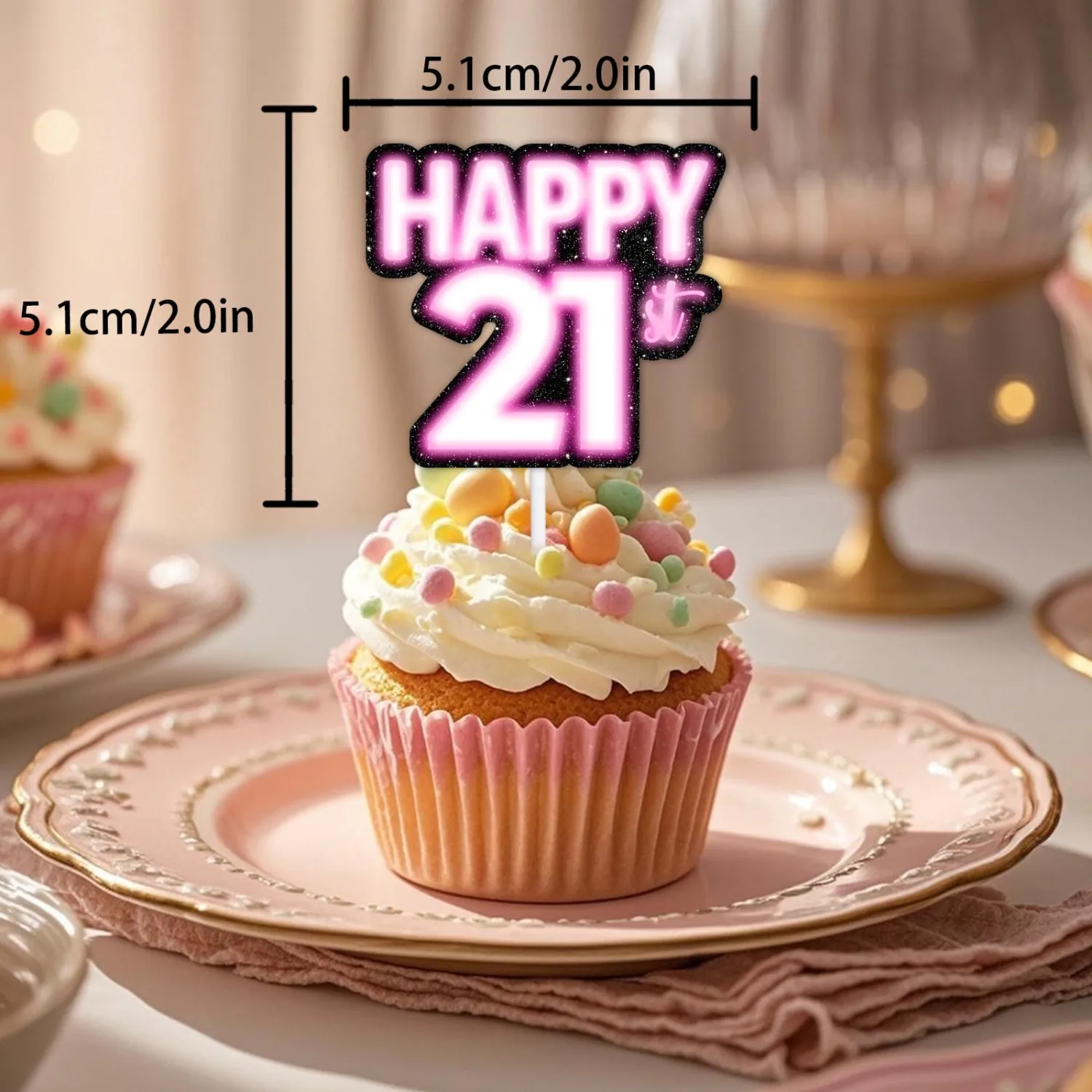 18pcs Pink Glitter Dessert Cupcake Topper Pick for Straight Outta 2004 Legend Since 2004 Theme Decor Supplies Men Happy 21st Birthday Party Decorations