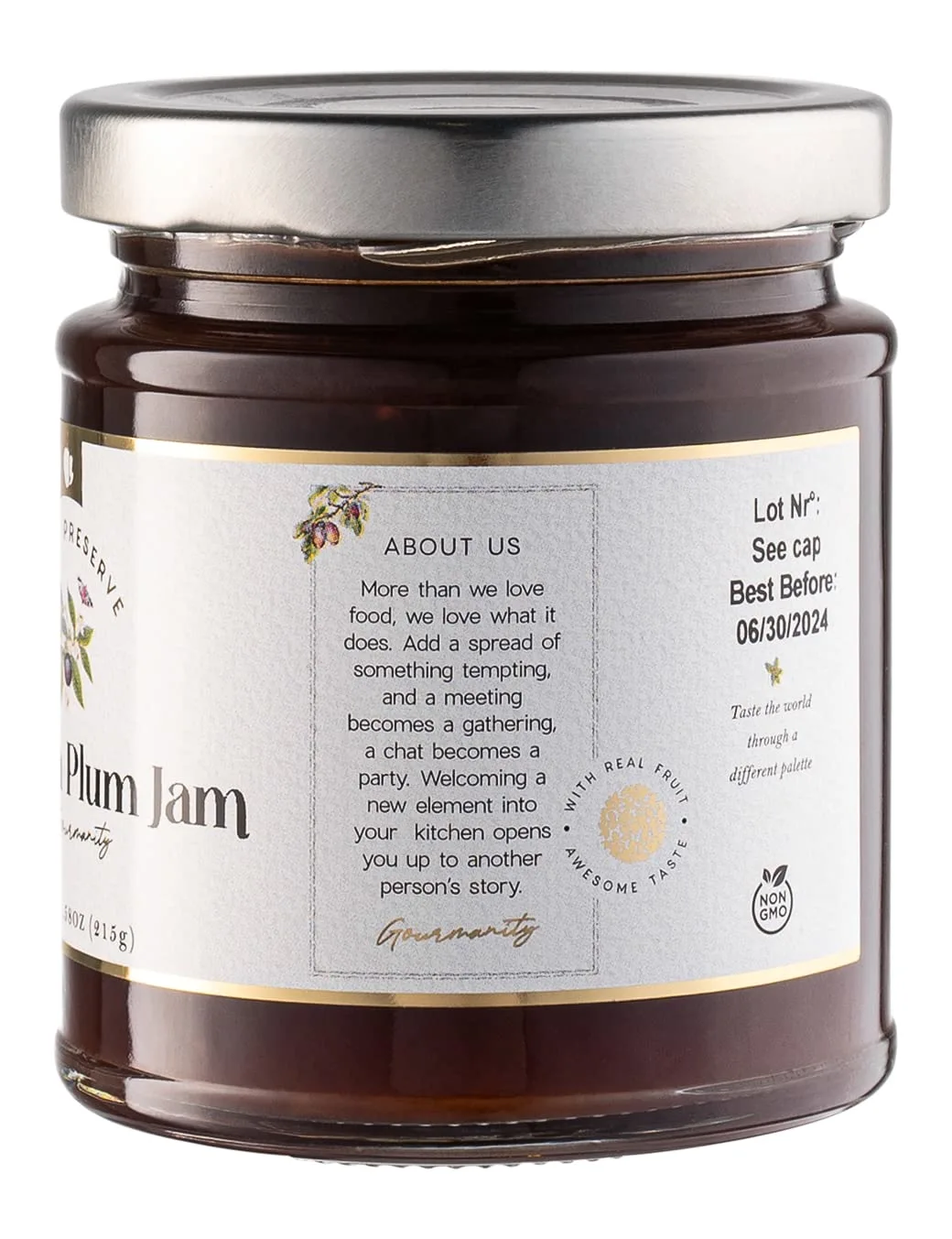 Gourmanity Victoria Plum Jam, Sweet and Flavorful, Delicious Plum Preserves, Great on Toast and Scones, High Fruit Content, Non GMO, Made in Belgium, 7.6oz