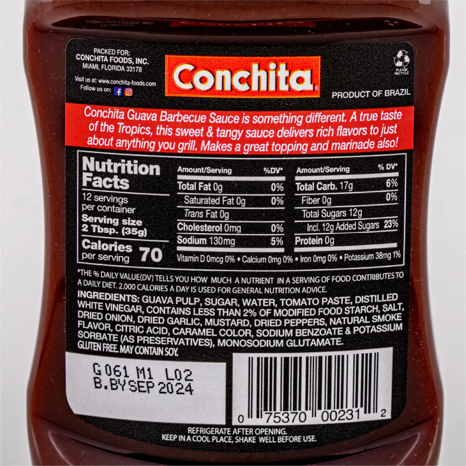 Conchita Guava BBQ Sauce, 14 oz - Taste of the Tropics - Perfect for Grilling, Marinating, and Dipping (Pack of 2)