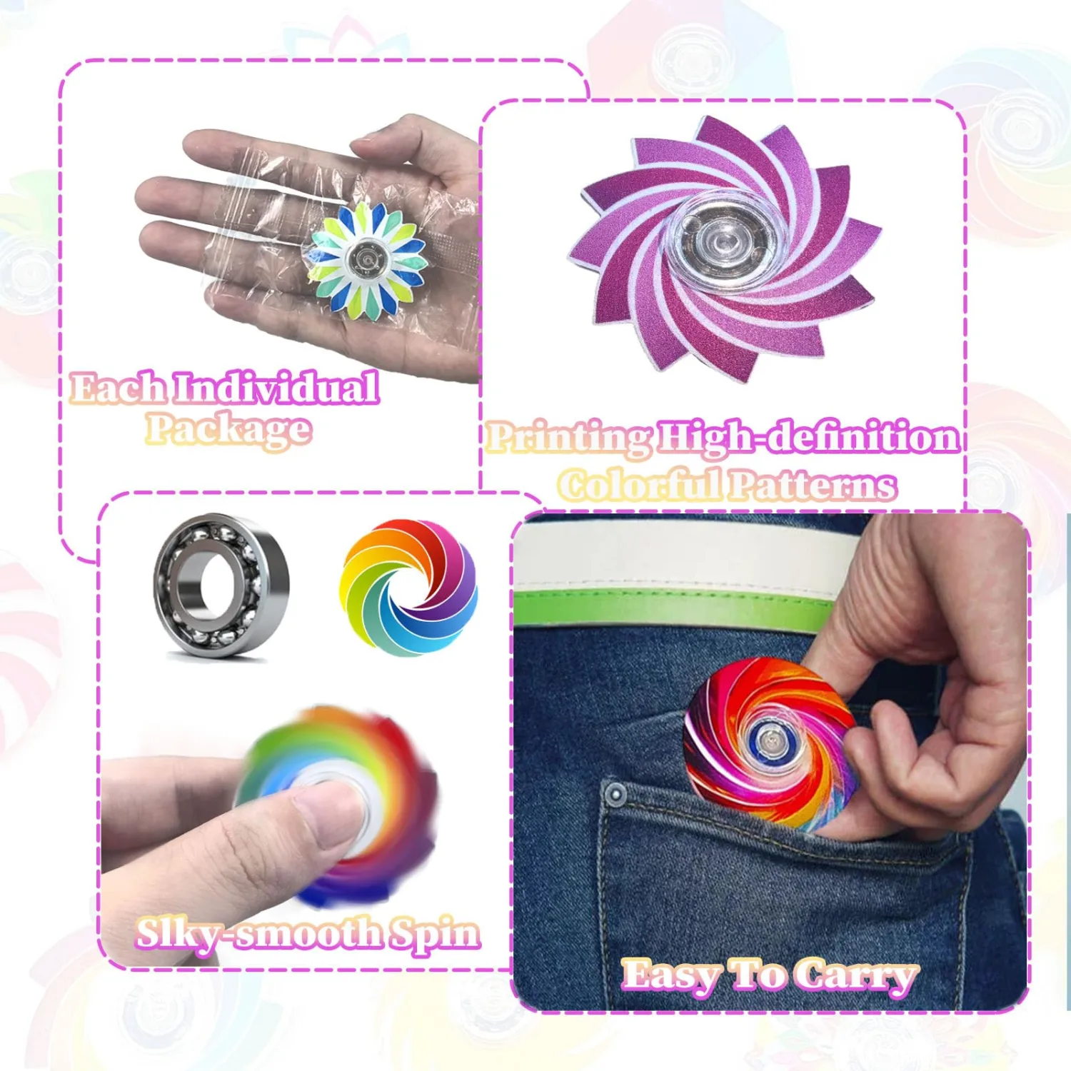 14 Pack Colorful Fidget Spinners Bulk Toys,Anxiety ADHD Stress Relief Sensory Toys Party Favors Supplies Birthday Gifts Goodie Bags Stuffers for Kids Adults Boys Girls, Classroom Prizes