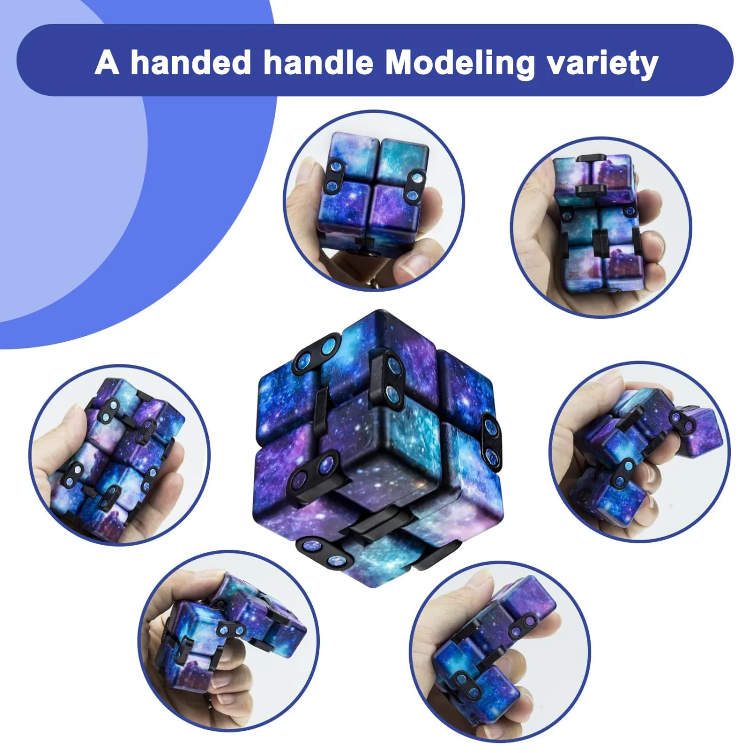 Infinitycube Fidget Toy Stress Relieving Fidgeting Game for Kids and Adults,Cute Pocket-Sized Unique Gadget for Anxiety Relief and Kill Time (Mini Galaxy)