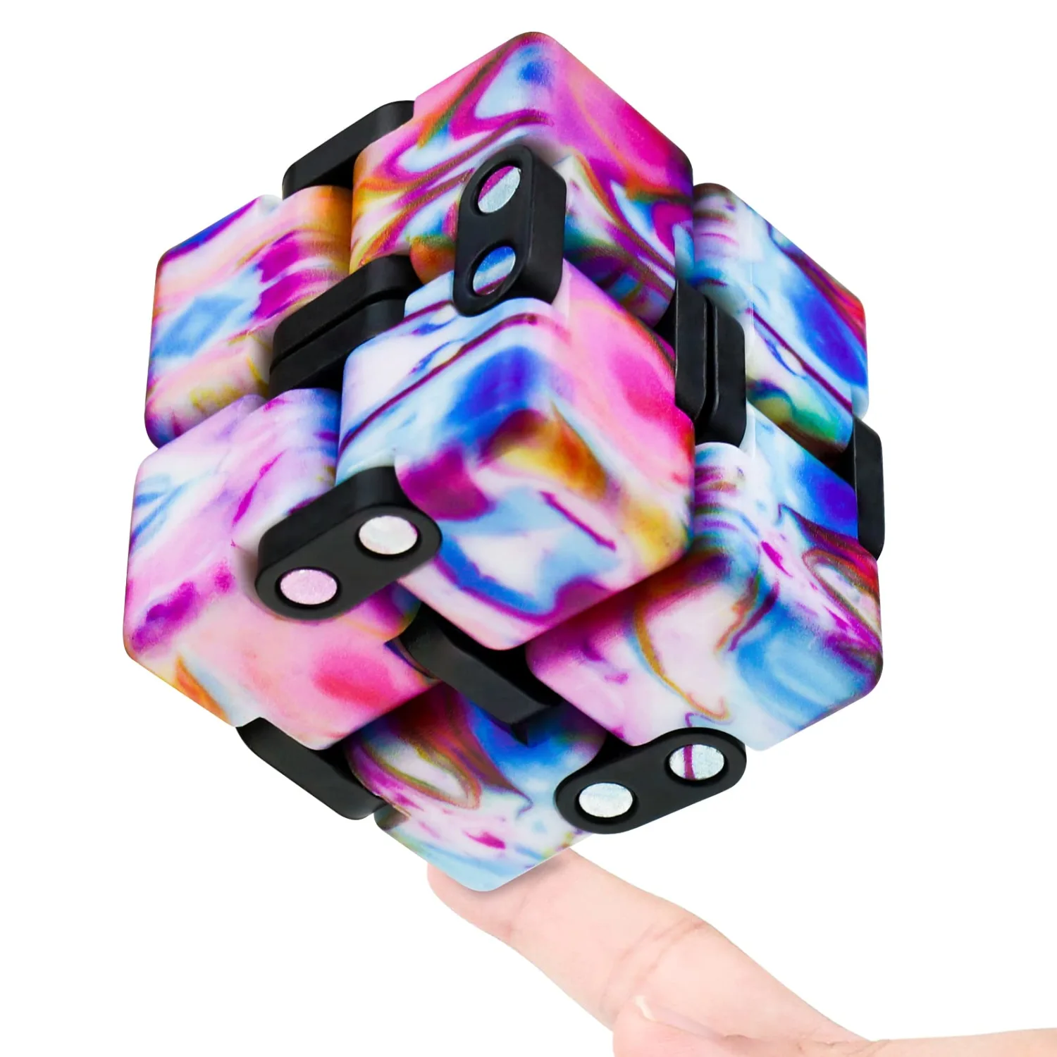 Infinitycube Fidget Toy Stress Relieving Fidgeting Game for Kids and Adults,Cute Pocket-Sized Unique Gadget for Anxiety Relief and Kill Time (Mini Pink)