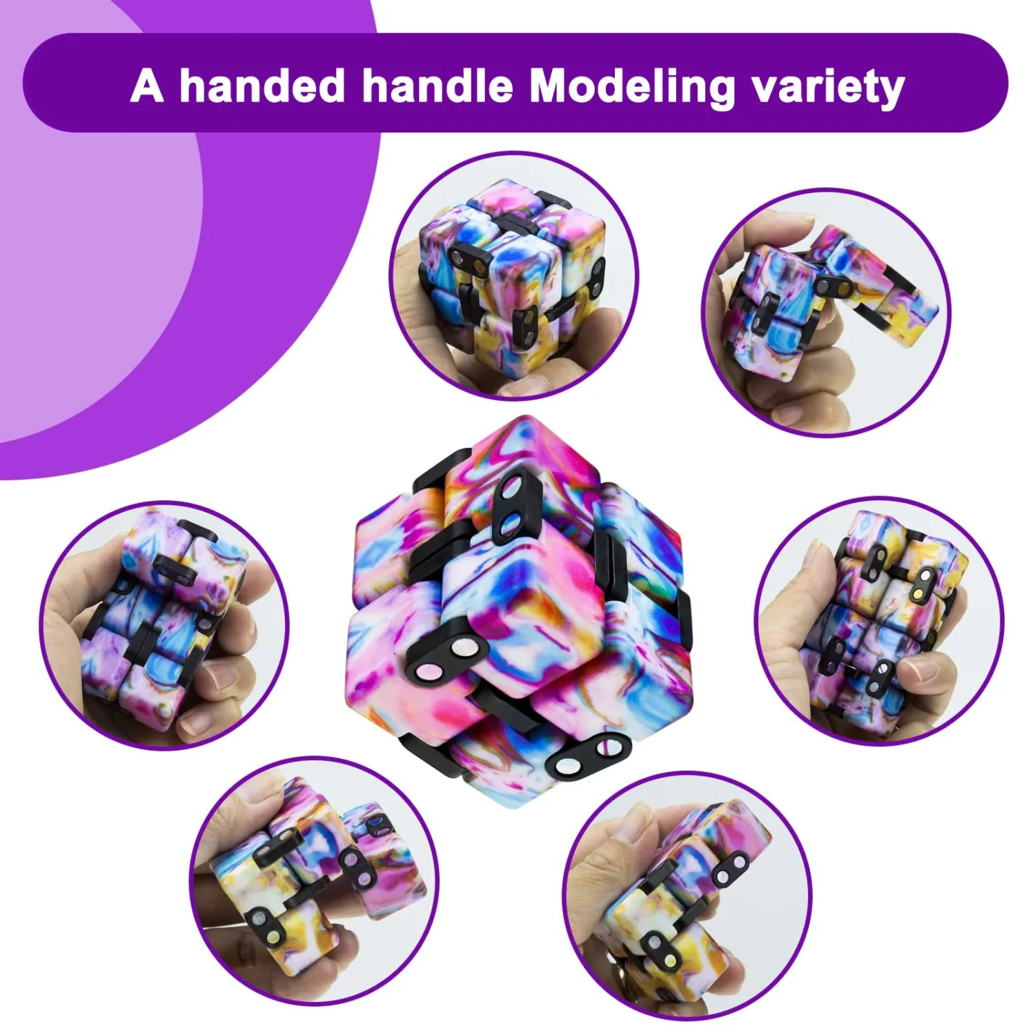 Infinitycube Fidget Toy Stress Relieving Fidgeting Game for Kids and Adults,Cute Pocket-Sized Unique Gadget for Anxiety Relief and Kill Time (Mini Pink)