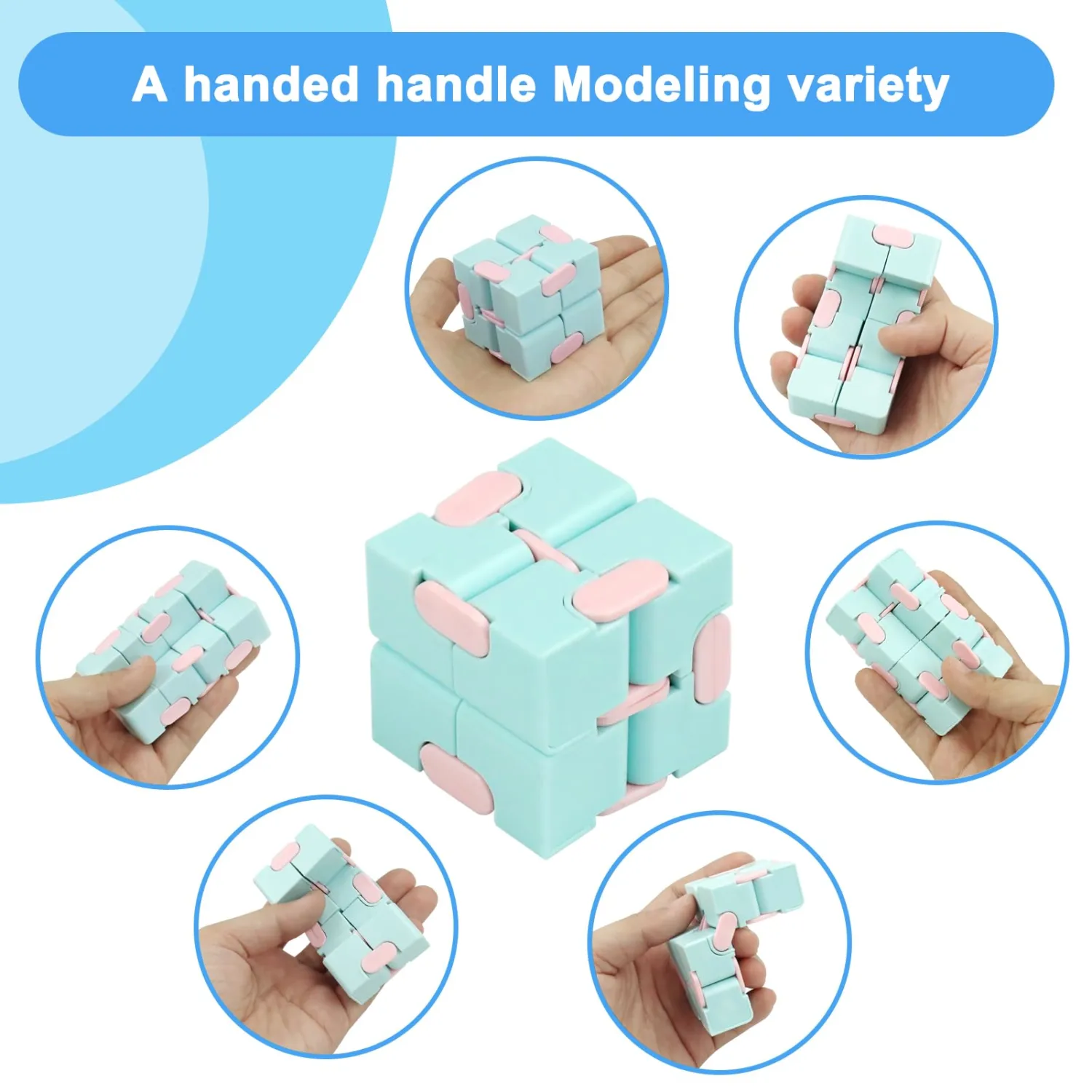 Infinitycube Fidget Toy Stress Relieving Fidgeting Game for Kids and Adults,Cute Pocket-Sized Unique Gadget for Anxiety Relief and Kill Time (2, Blue & Purple Galaxy)