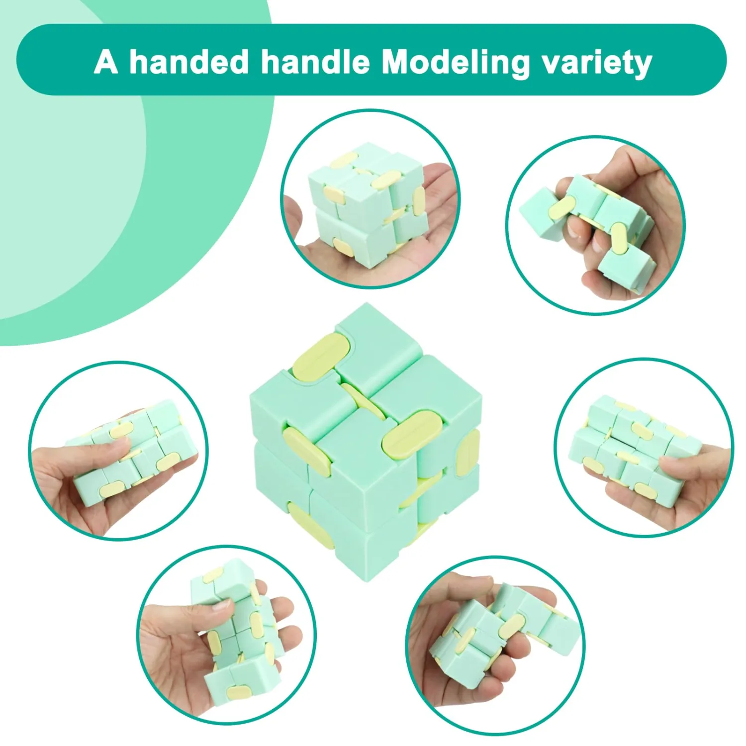 Infinitycube Fidget Toy Stress Relieving Fidgeting Game for Kids and Adults,Cute Pocket-Sized Unique Gadget for Anxiety Relief and Kill Time (Macaron Green)